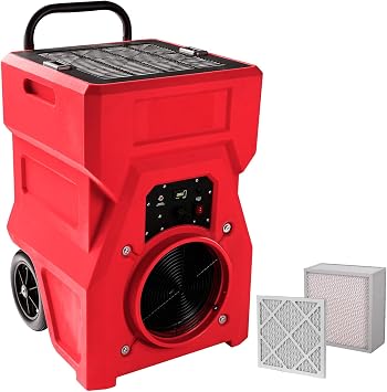 MOUNTO 1000cfm Portable Industrial Air Purifier Negative Air Scrubber - Powerful 1HP Motor, True HEPA Filter, 2-Speed, Handle and wheels Red