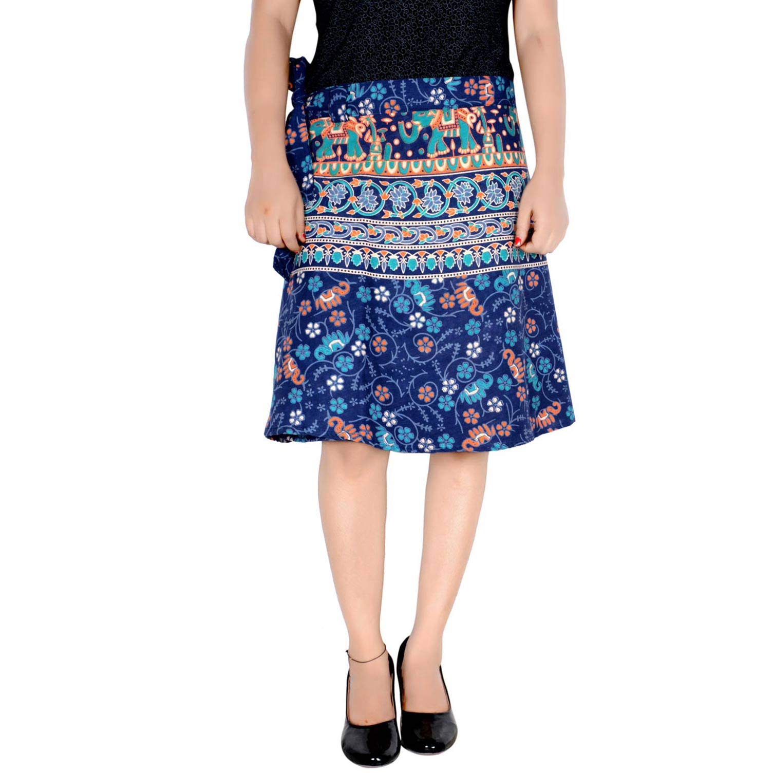 rajvila Women's Cotton Printed Knee Length Regular Wrap Around Skirt (W20NT_0007)-picture-12