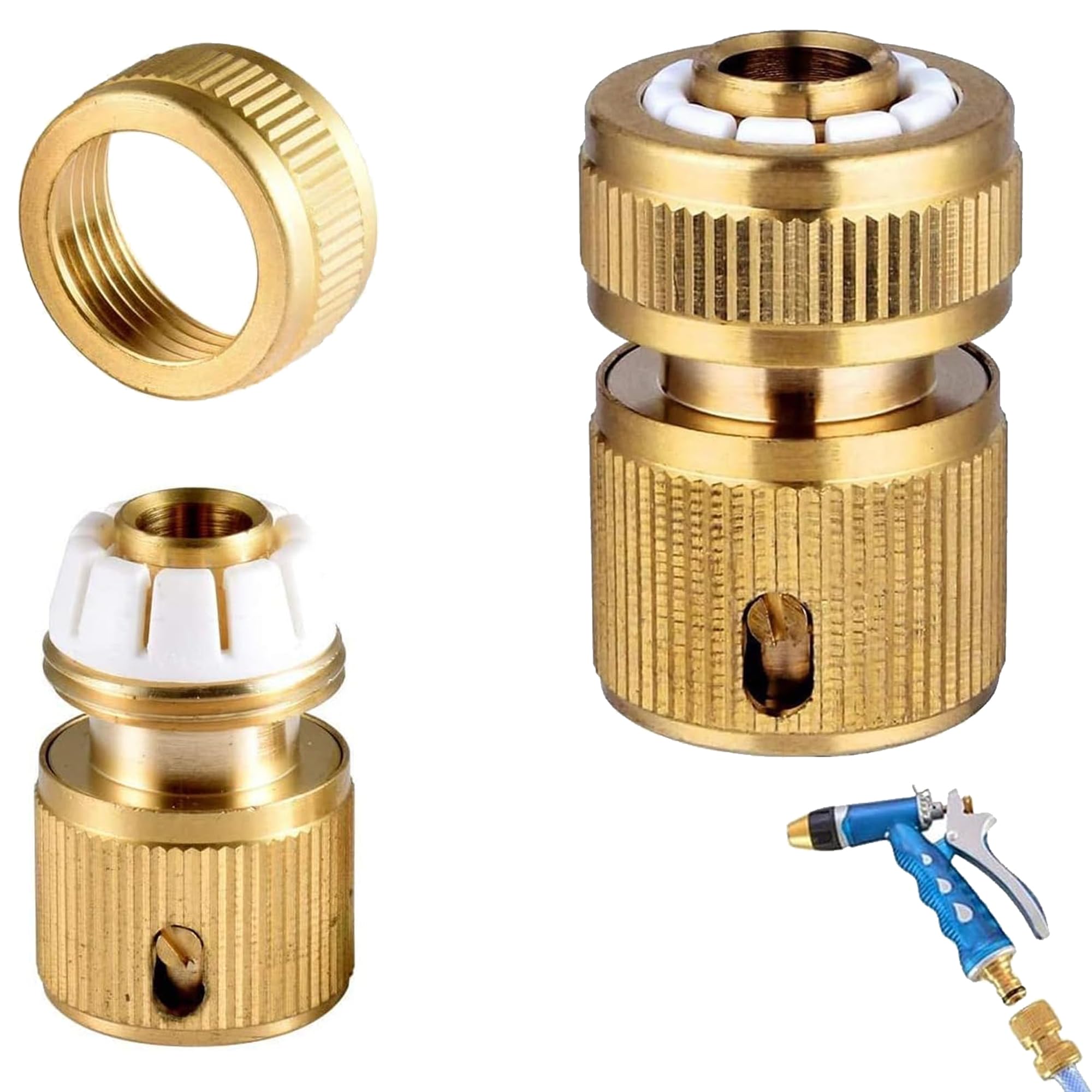 2 Pack Aluminum Alloy Hose Connector - 1/2 Inch Metal Quick Connect Fittings - Garden Hose Pipe Adapter for Outdoor Watering, Irrigation and Car Washing