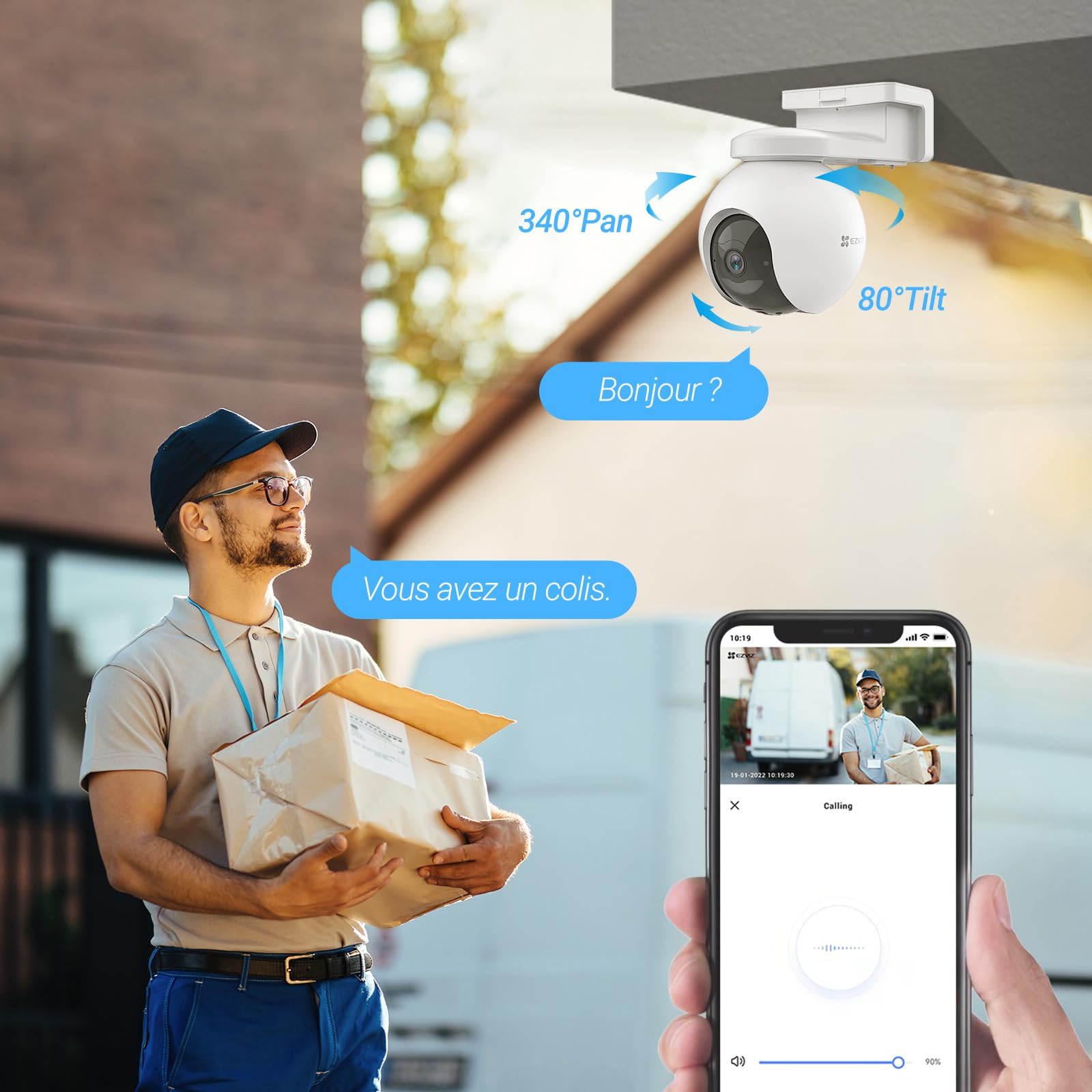 EZVIZ 4G LTE 4K Camera Surveillance WiFi exterieure sans Fil avec Panneau Solaire, 4G/Wi-FI basc.Auto, Mode AOV, Détection 20+ Formes d'animaux, Humaine/véhicule, 360° PTZ, EB8 Pro 4G 8MP Kit