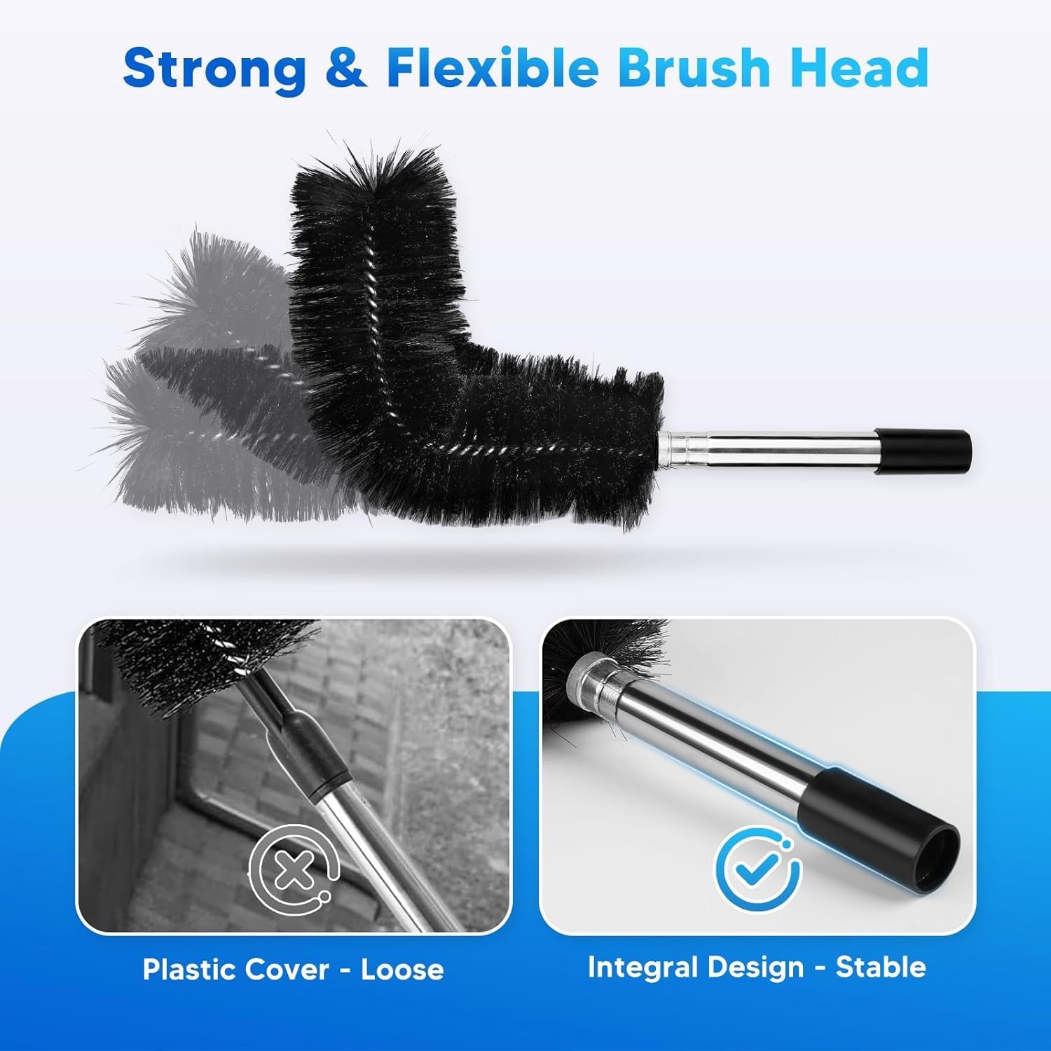13FT Gutter Cleaning Tools From the Ground, No Ladder Needed - Adjustable Gutter Cleaner Pole with Replaceable Brush & Shovel for Roof Rain Gutters Cleans Leaves and Debris with Grip Tapes