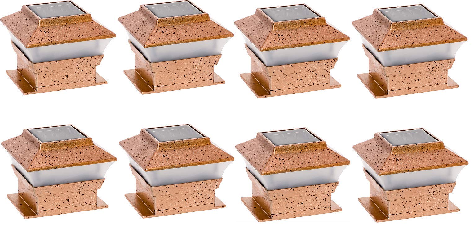 RELIGHTABLE Solar Square Outdoor Post Cap Deck Lights for 4x4 (Copper) (8-Pack)