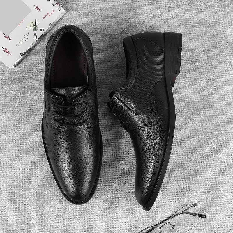 Image of Metro Men's Faux Leather Texture Panel Stylish Lace-up Formal Shoes