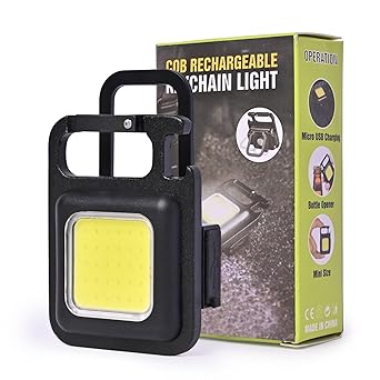 2000 Lumens LED COB Key Chain Flashlights Small Water Resistant USB Rechargeable Magnetic Work Light 3 Light Modes Portable Mini Light for Walking Camping