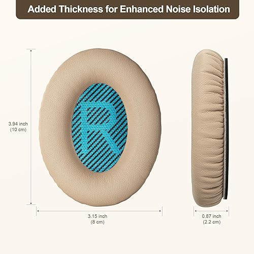 Miniatura 5 de Aurivor Almohadillas de repuesto para auriculares Bose QuietComfort (QC) 35 35ii 25 15 2 y más, fundas mejoradas con cuero proteico suave, sellado