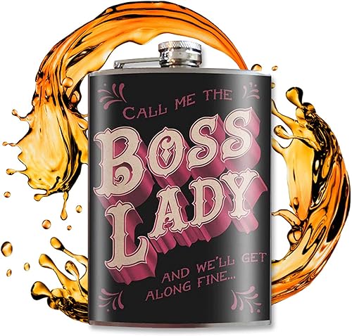 Bebe Like a Lady - Frasco de acero inoxidable de 8 onzas para licor, viene en una caja de regalo, diseño a prueba de fugas, fácil de limpiar, 3.75 x