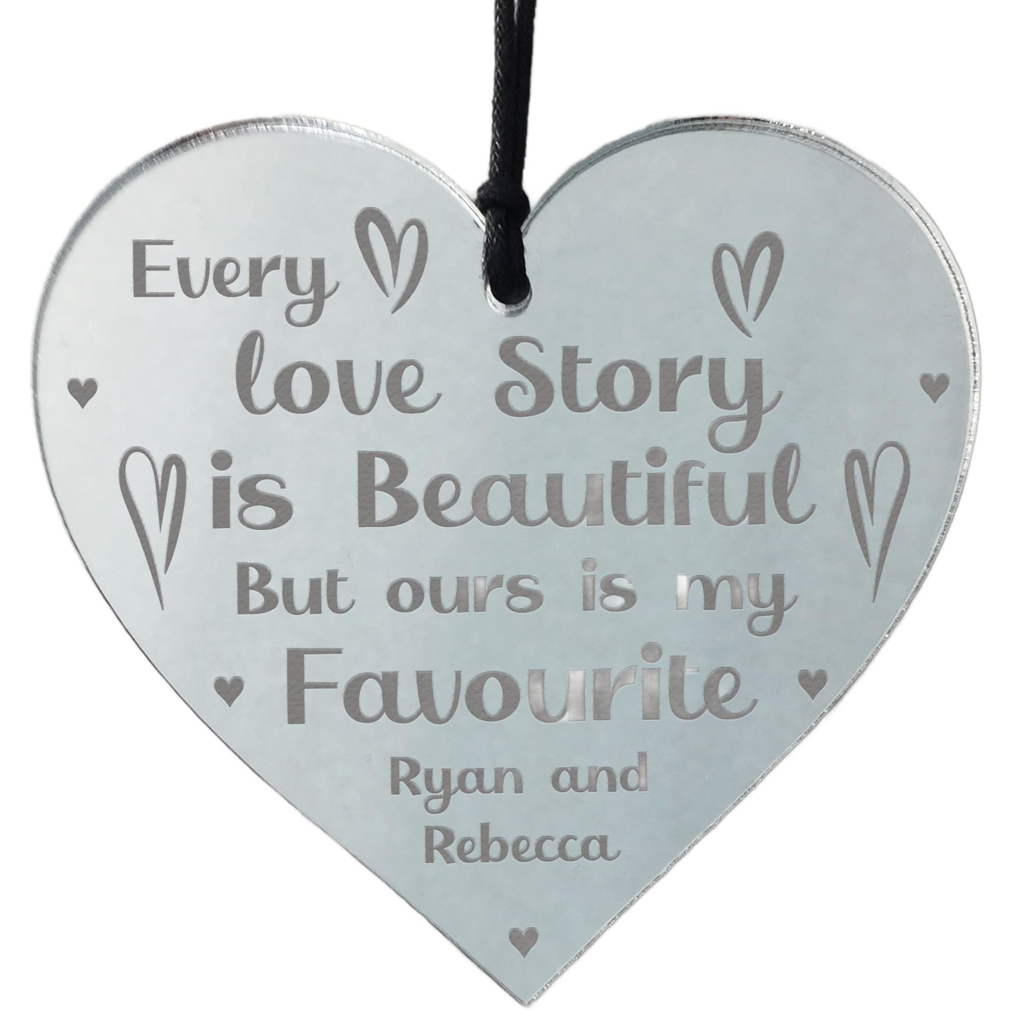 RED OCEAN For Couple Valentines Anniversary Engraved Heart Gift For Him Her Keepsake