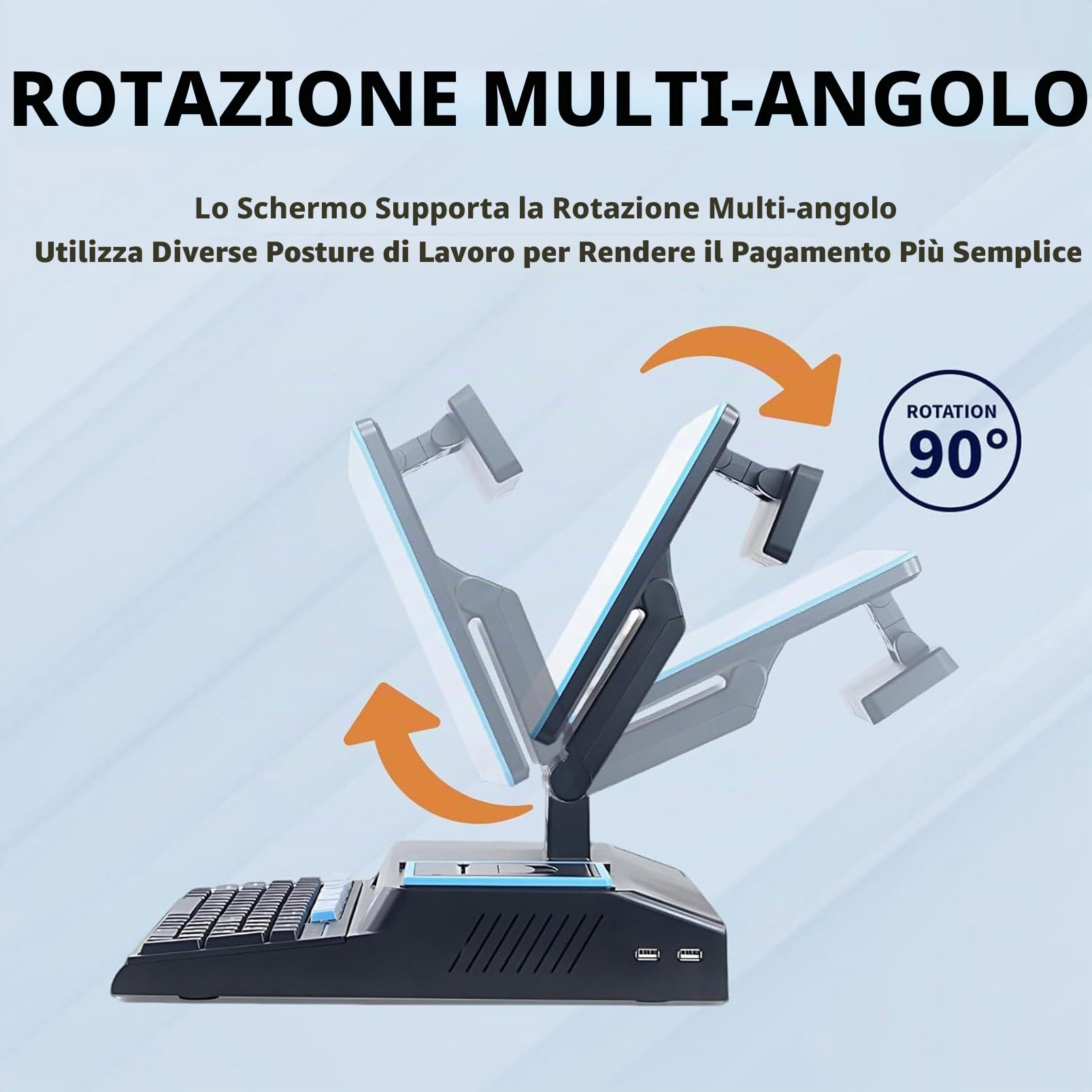 Registratore di Cassa Pos, Registratore di Cassa All-In-One per Piccole Imprese, con Touch Screen da 14", CPU I3 Dual-Core, Cassetto Contanti, Stampante da 58 mm, Scanner per Codici a Barre White