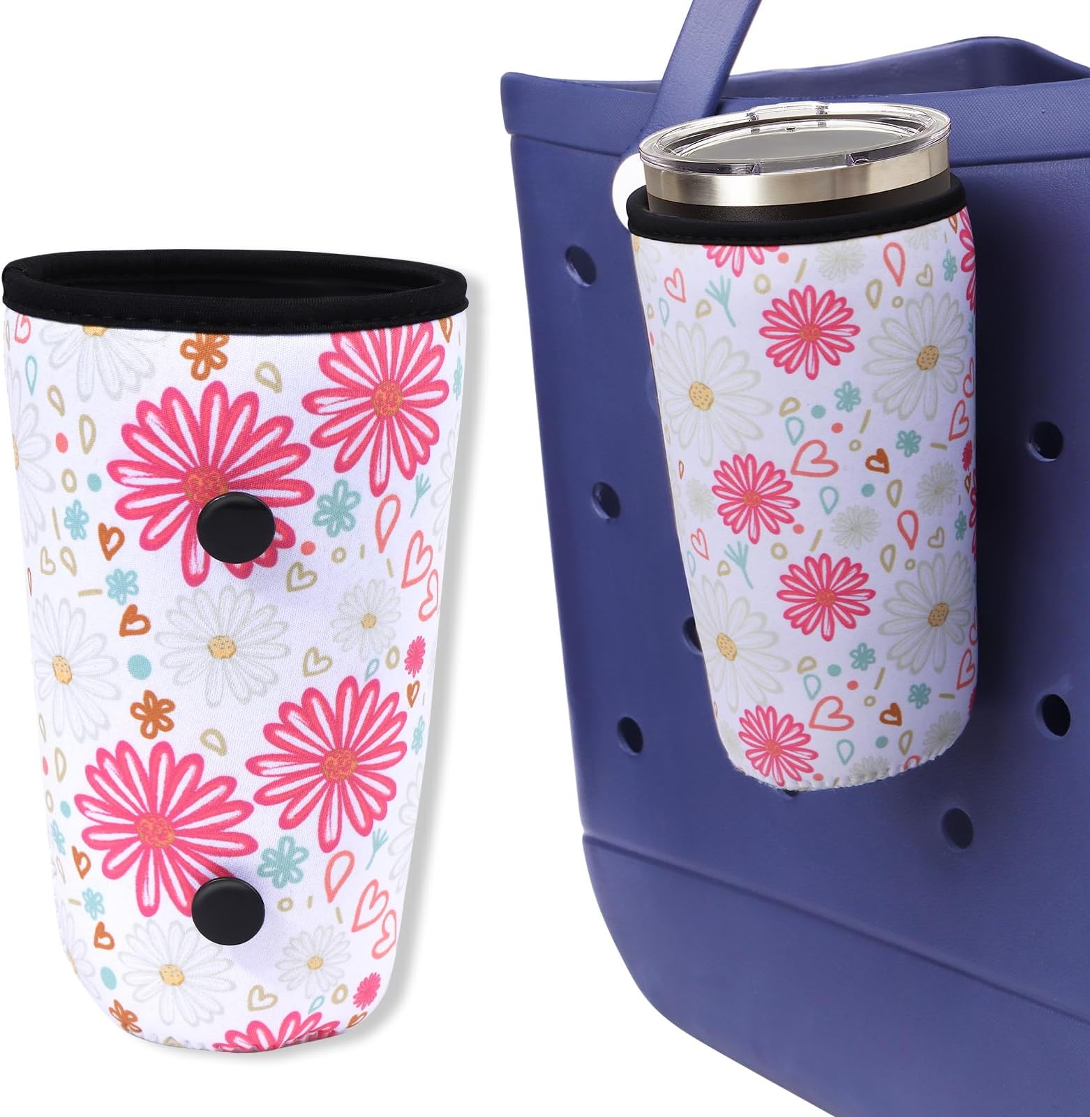 BABORUI Daisy Cup Holder for Bogg Bag, Accessories for Bogg Bag Original X Large, Insert Drink Holder Compatible with Bogg Bag/Simply Southern Beach Tote Bag