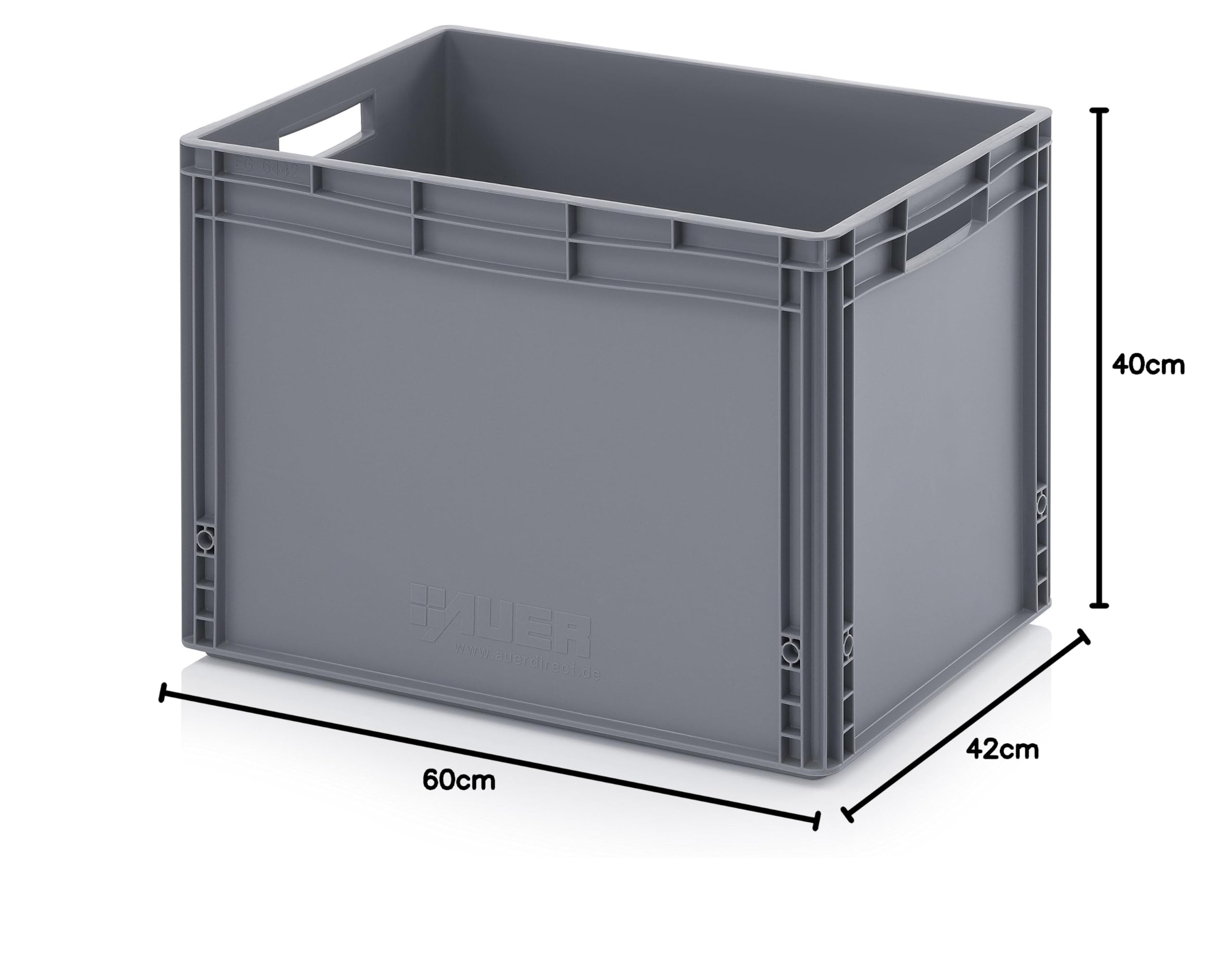 Auer Packaging Eurobehälter 60 x 40 x 42 cm, 86 Liter Eurobox große Lagerbox mit Griffen 60x40x42 Plastikbox stapelbar Lagerkiste für privat und Gewerbe