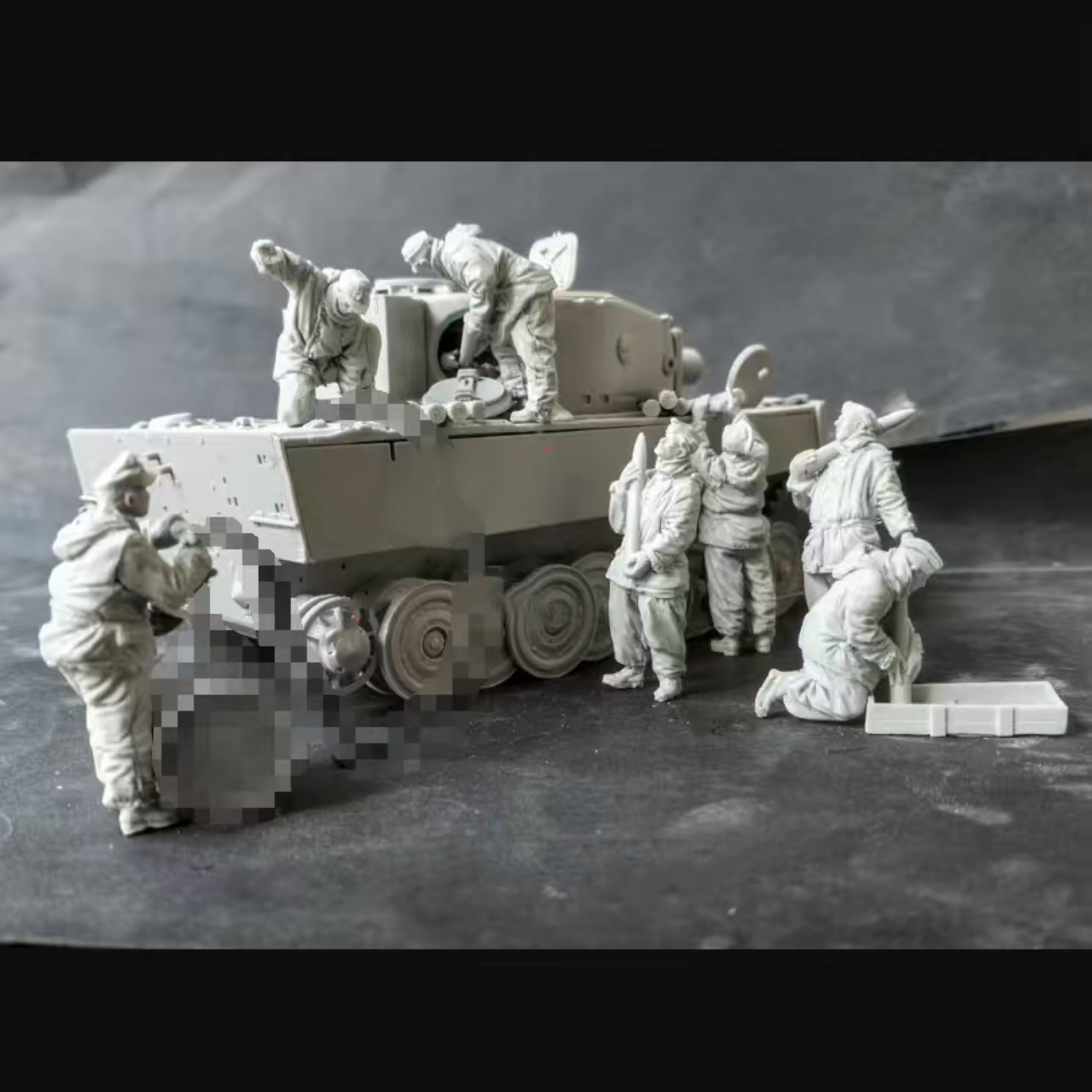 1/35 Kit de Modelo de Soldado WWII en Resina, sin Pintar y sin Montar (8 Figuras, sin Tanque) //l2b3J6