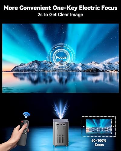 Miniatura 3 de [Enfoque de un botón] Proyector con WiFi y Bluetooth, proyector para exteriores 4K con bolsa de transporte, proyector de películas portátil con