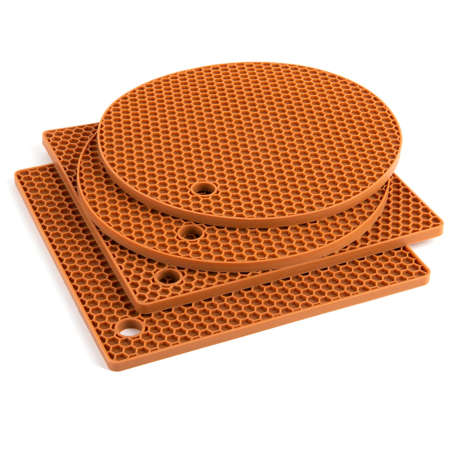 Joyhalo Silicone Trivet Mats Pot Holder Hot Pads Plate Holder Heat Resistant Non-Slip Gripper Pad Garlic Peeler Drying Mat Coasters, Brown