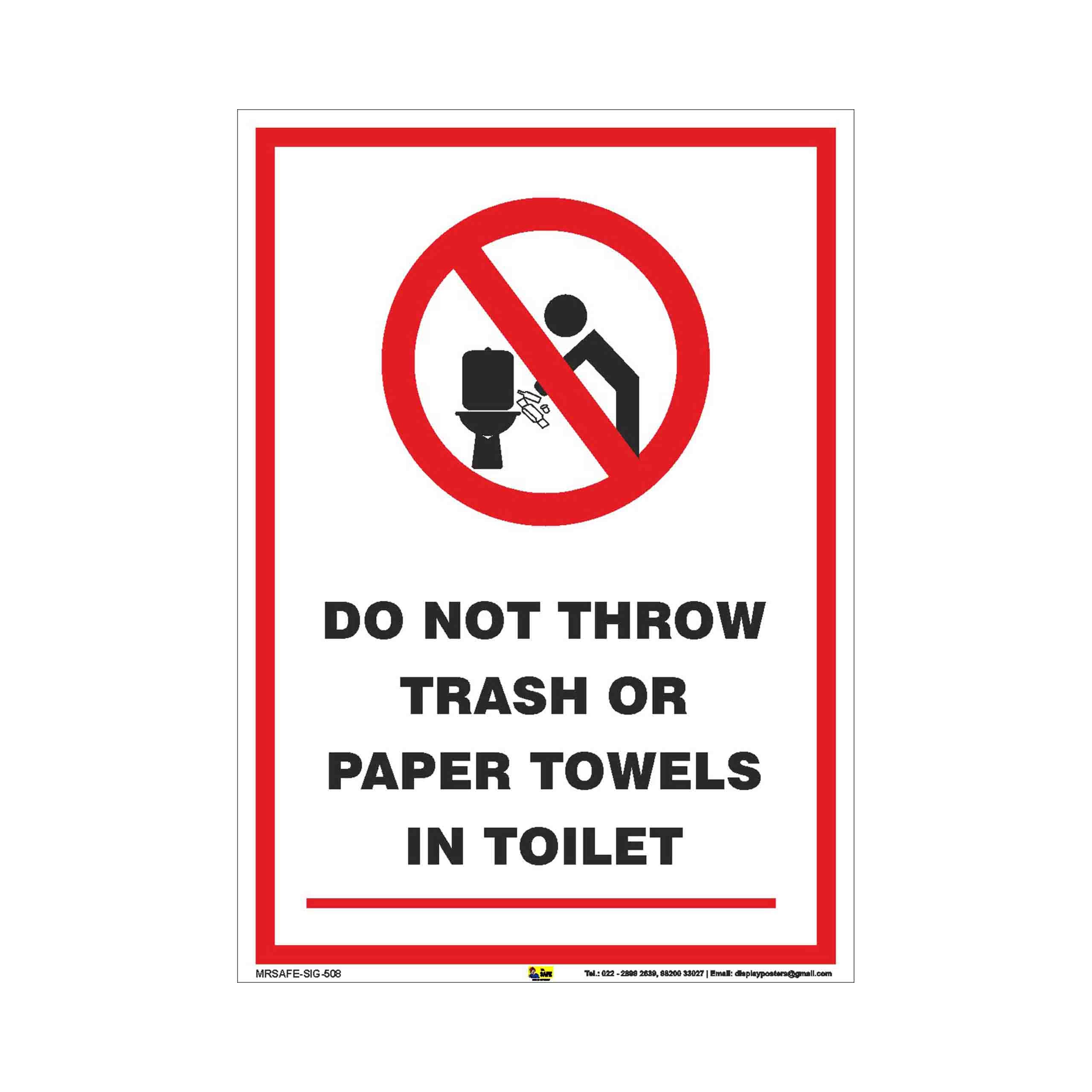 Mr. Safe - Do Not Throw Trash or Paper Towels in Toilet Sign PVC Sticker A3 (11.7 inch X 16.5 inch) (B07C5SPSDH) Amazon Price History, Amazon Price Tracker