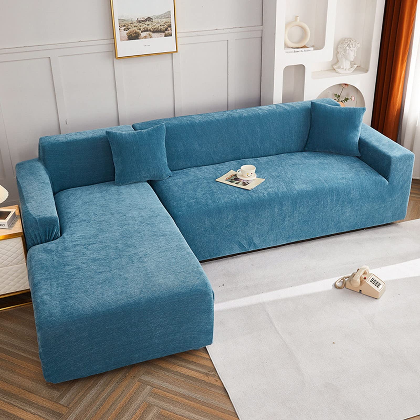 Housse de canapé extensible universelle et anti-rayures pour grand canapé 4 places