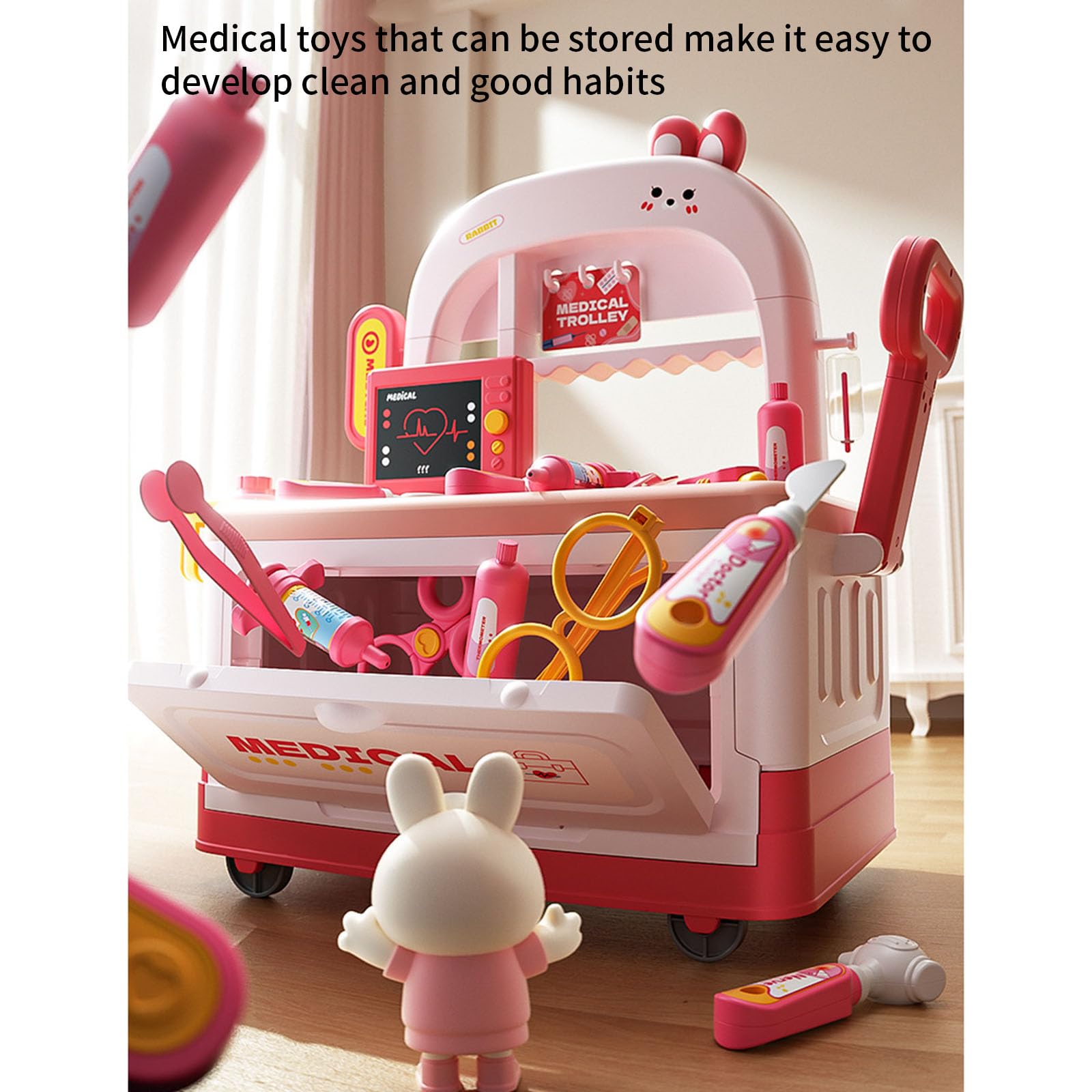 XAGMODSHN Juego Médico Realista Juguete para De Imitación Niños Incluye Carrito Herramientas Médicos Instrumento Juegos rol Doctor Niños