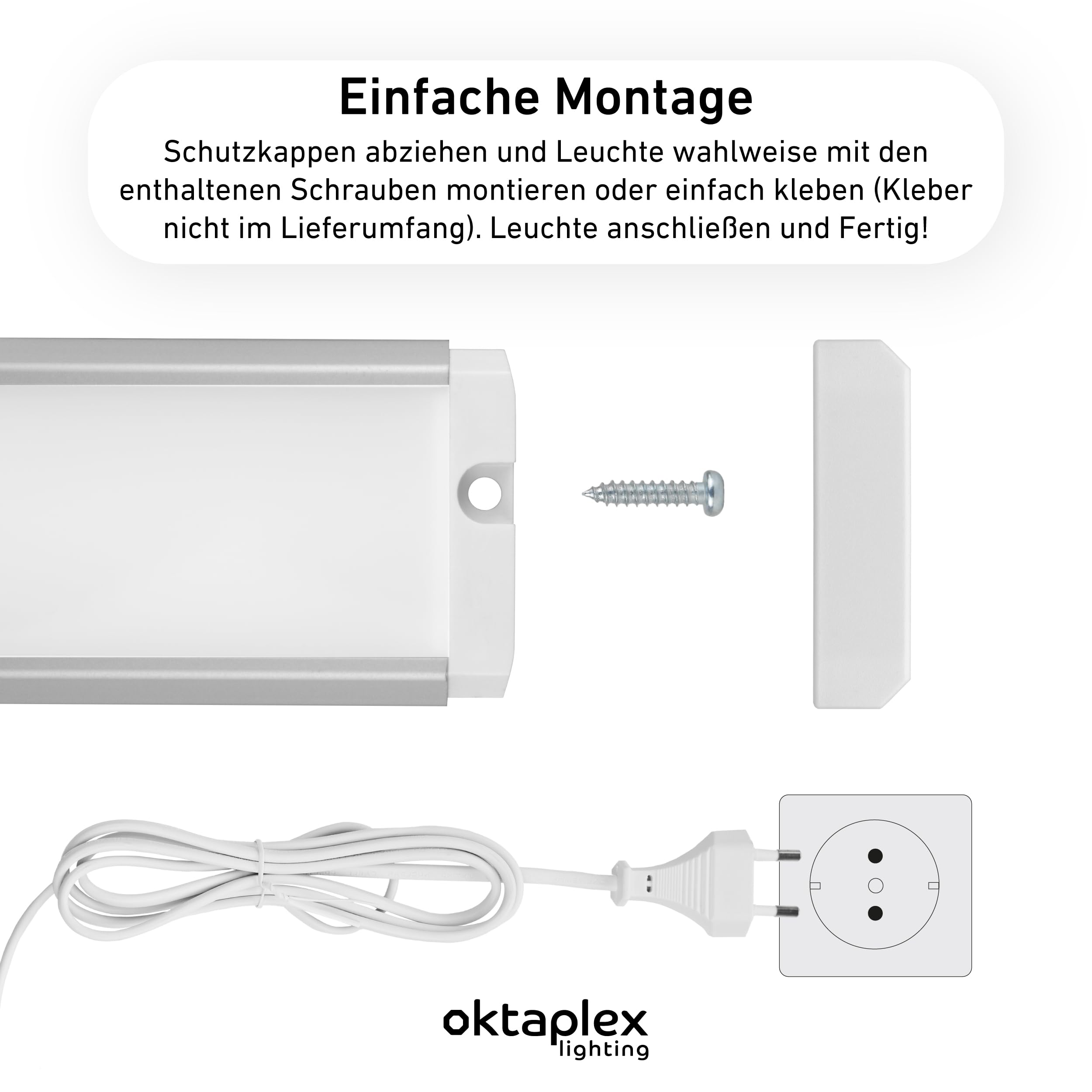 Oktaplex 3er Set Riva LED Unterbaulampe 120cm flach mit Sensor | 700lm Dimmbar Warmweiß 3000K Lichtleiste 10W Küchenbeleuchtung silber