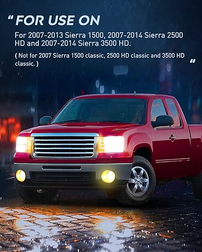 Miniatura 8 de Nilight Conjunto de faros delanteros compatible con GMC Sierra 1500 2008-2013 2008-2014 GMC Sierra 2500 HD 3500 HD, carcasa cromada, lente