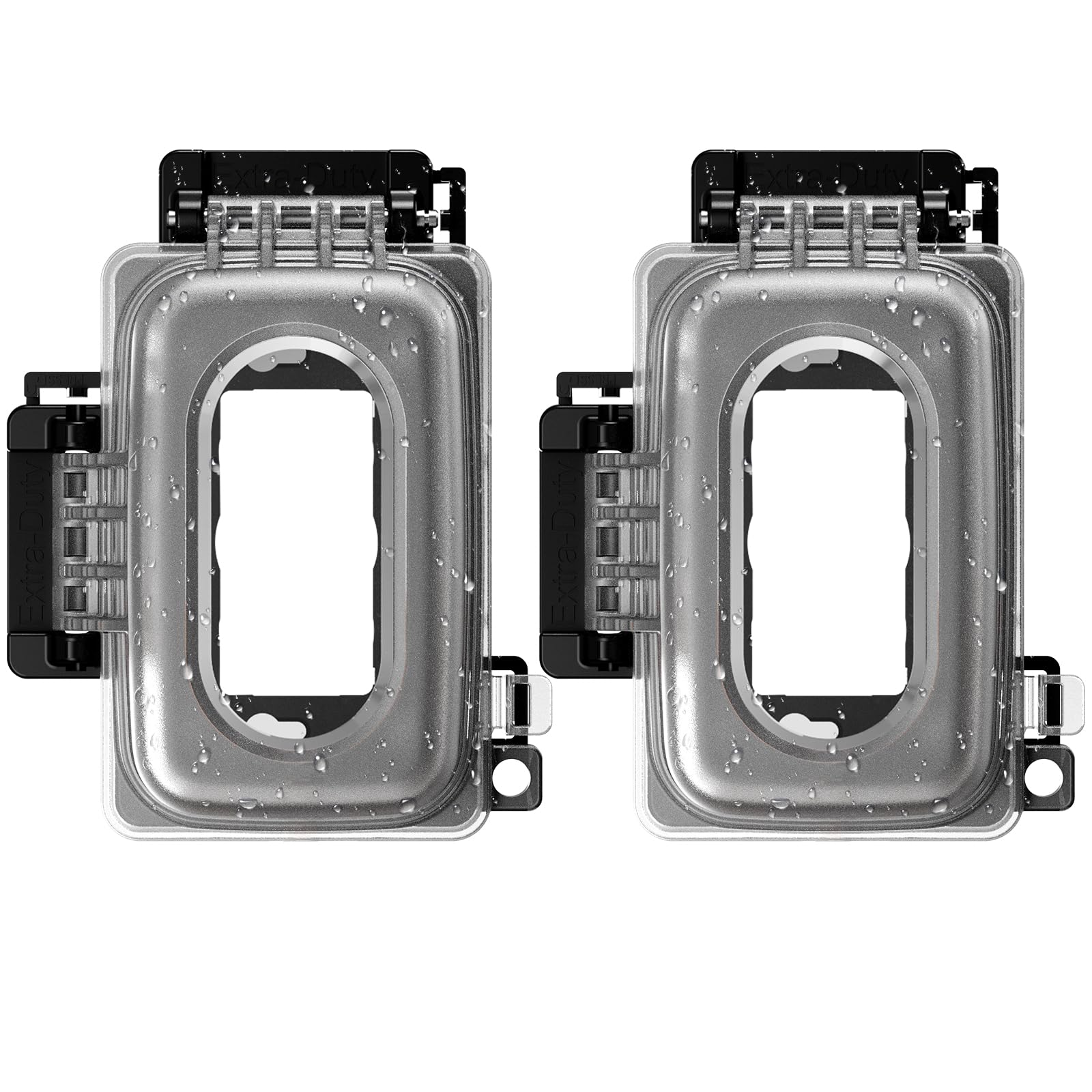 ELEGRP 2 Pack Weatherproof Outdoor Outlet in-Use Cover, Horizontal/Vertical Mount, Heavy-Duty Clear Cover for GFCI/Decorator Receptacles, Standard 1-Gang, UL/CUL Certified