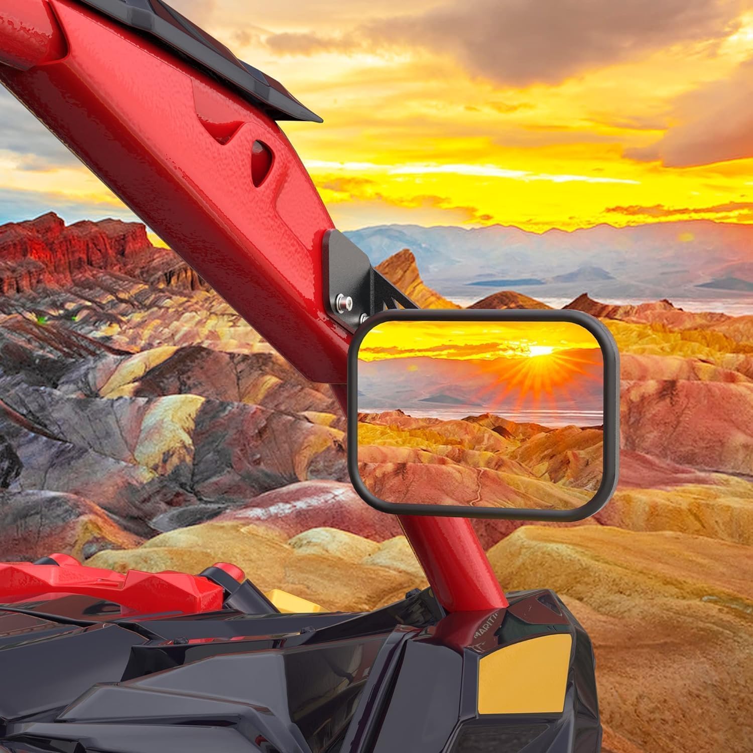 MZS X3 Side Mirrors, Rear View Racing Style Convex Design w/Mounting Bracket Compatible 2017-2026 Maverick X3 Max Xds Xrs Xmr Xrc Turbo RR, UTV Accessories Replace 715002898, Rectangle, 1 Pair