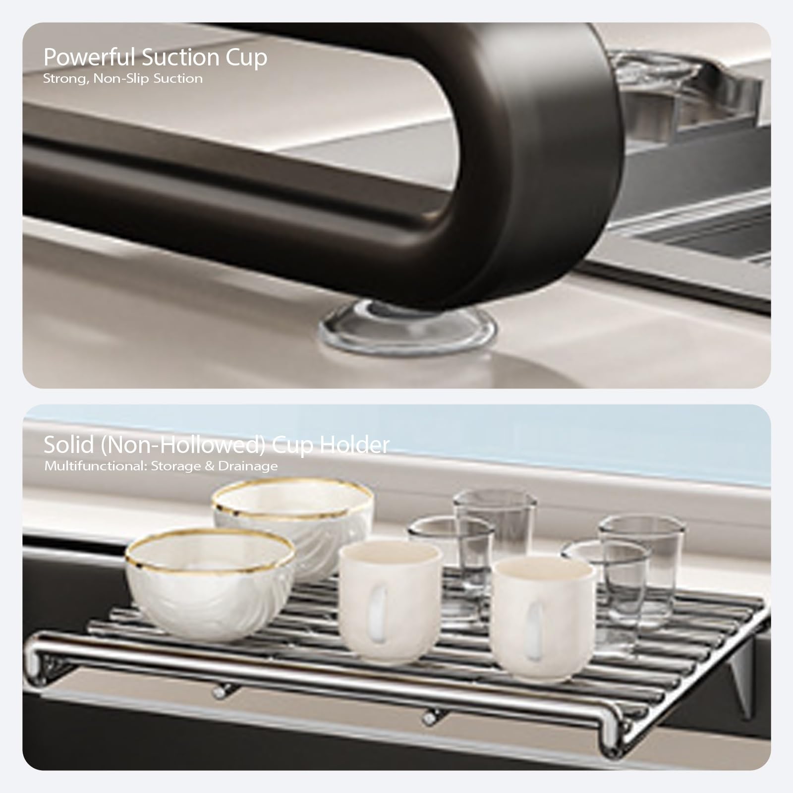Cesta escurridora Multifuncional para el Fregadero de la Cocina: Cesta escurridora de Acero Inoxidable, Soporte para Cuencos y Platos, así como Soporte para Cuchillos y Tablas de Cortar (Cue