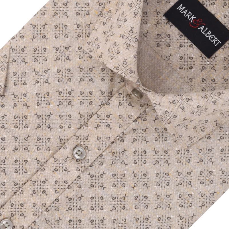 Image of Mark & Albert Men's Half Sleeve Cotton Linen Shirt Blue