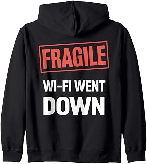 FRAGILE Wi-Fi Went Down – Funny Internet Outage Gamer Zip Hoodie