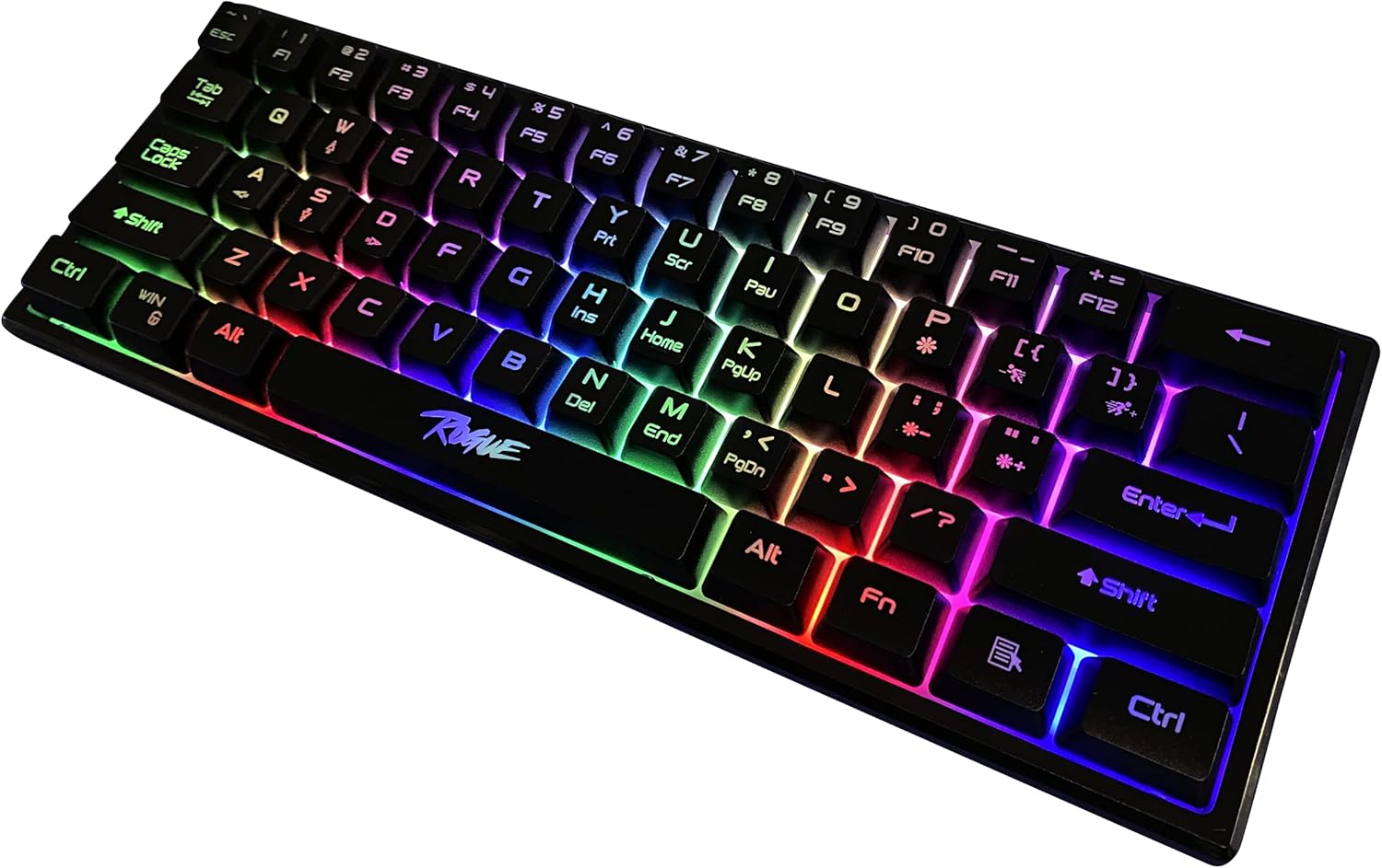 ROGUE Silent 60% Gaming Keyboard, RGB Backlit Ultra-Compact Mini Keyboard, Quiet Ergonomic Water-Resistant Mechanical Feeling Keyboard for PC, MAC, PS4, Xbox ONE