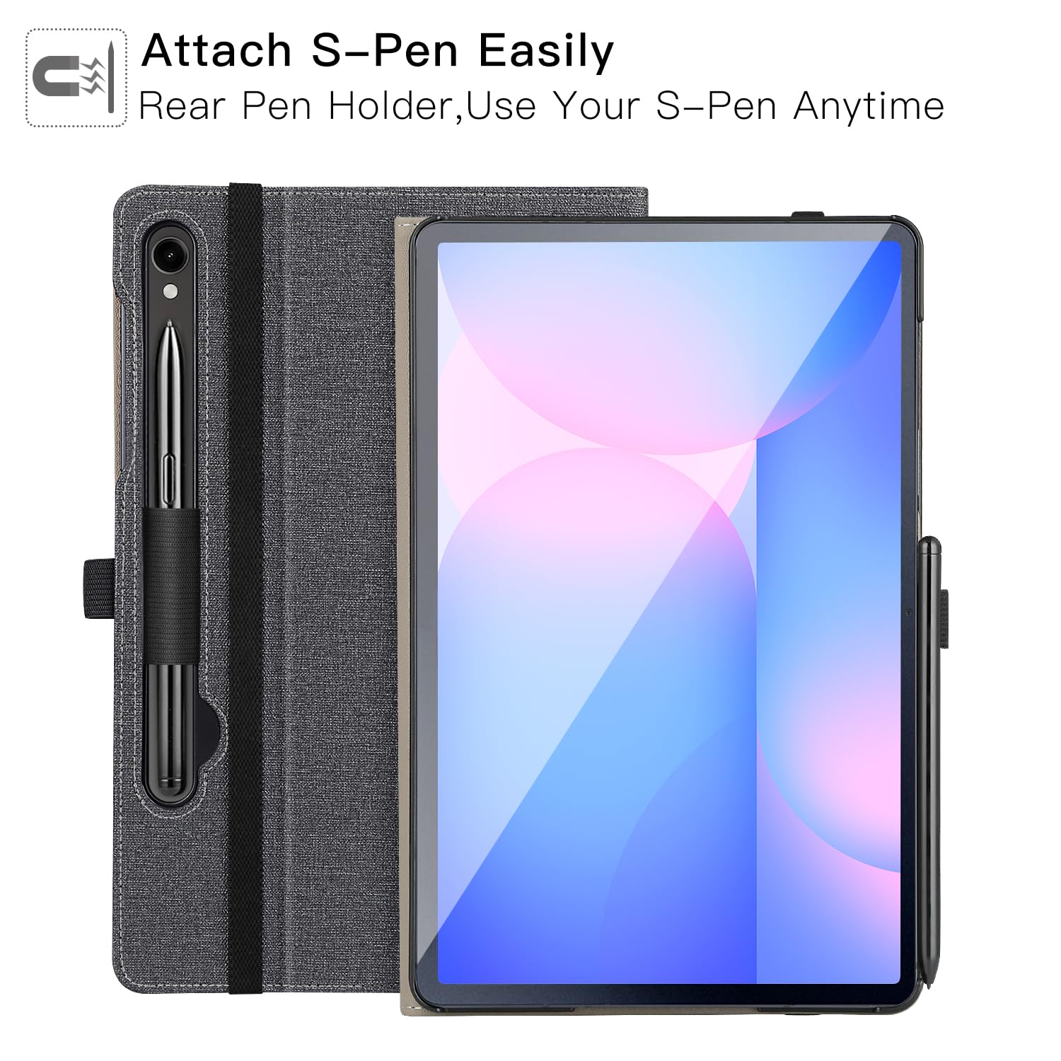 ZtotopCases Custodia per Samsung Galaxy Tab S10 FE Plus 13.1 Pollici (SM-X620/SM-X626B) - Cover Protettiva in Pelle Premium con Supporto Regolabile, Porta Penna & Sveglia/Riposo Automatico, Nero Denim