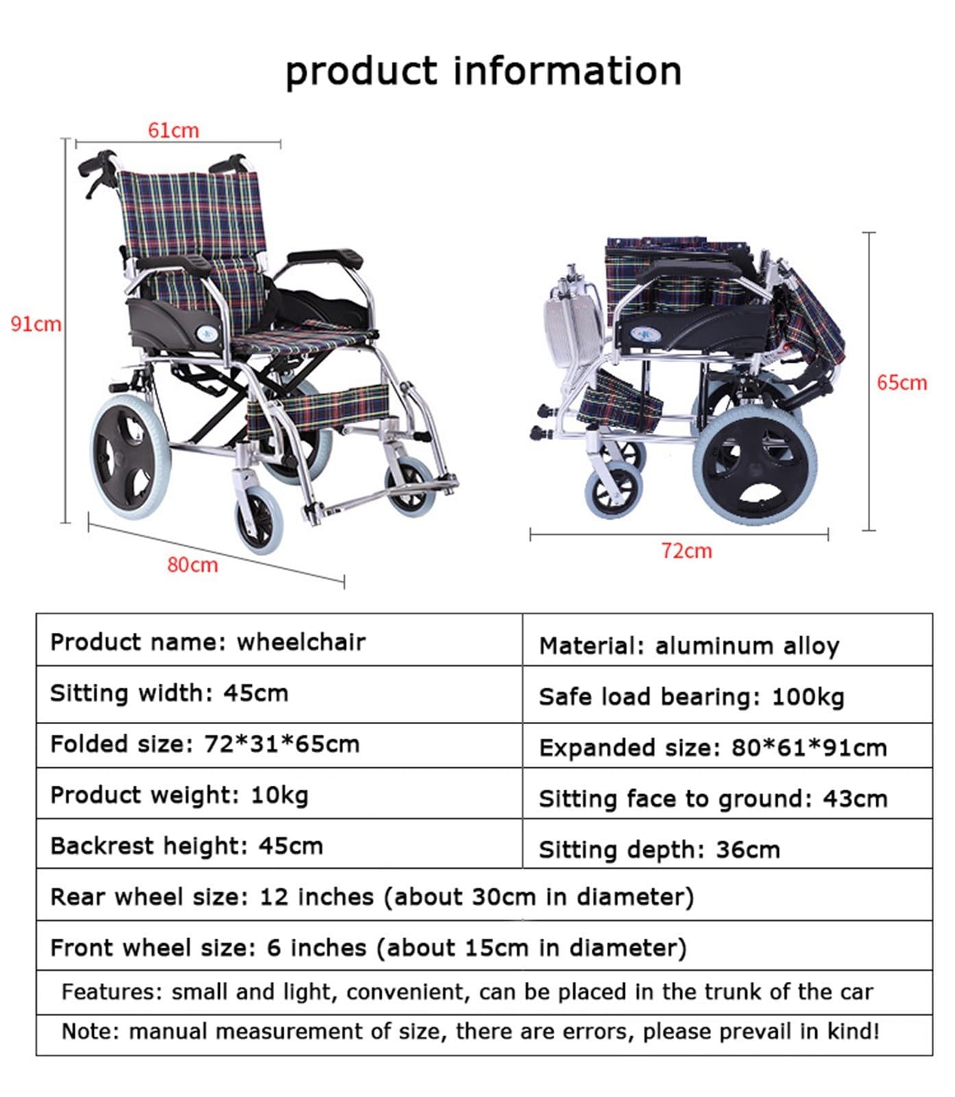 Silla De Ruedas Manual Ligera,Silla De Ruedas Plegable Portátil Silla De Ruedas Multifunción Hogar Ancianos Discapacitados Scooter Frolley Walking Aids A