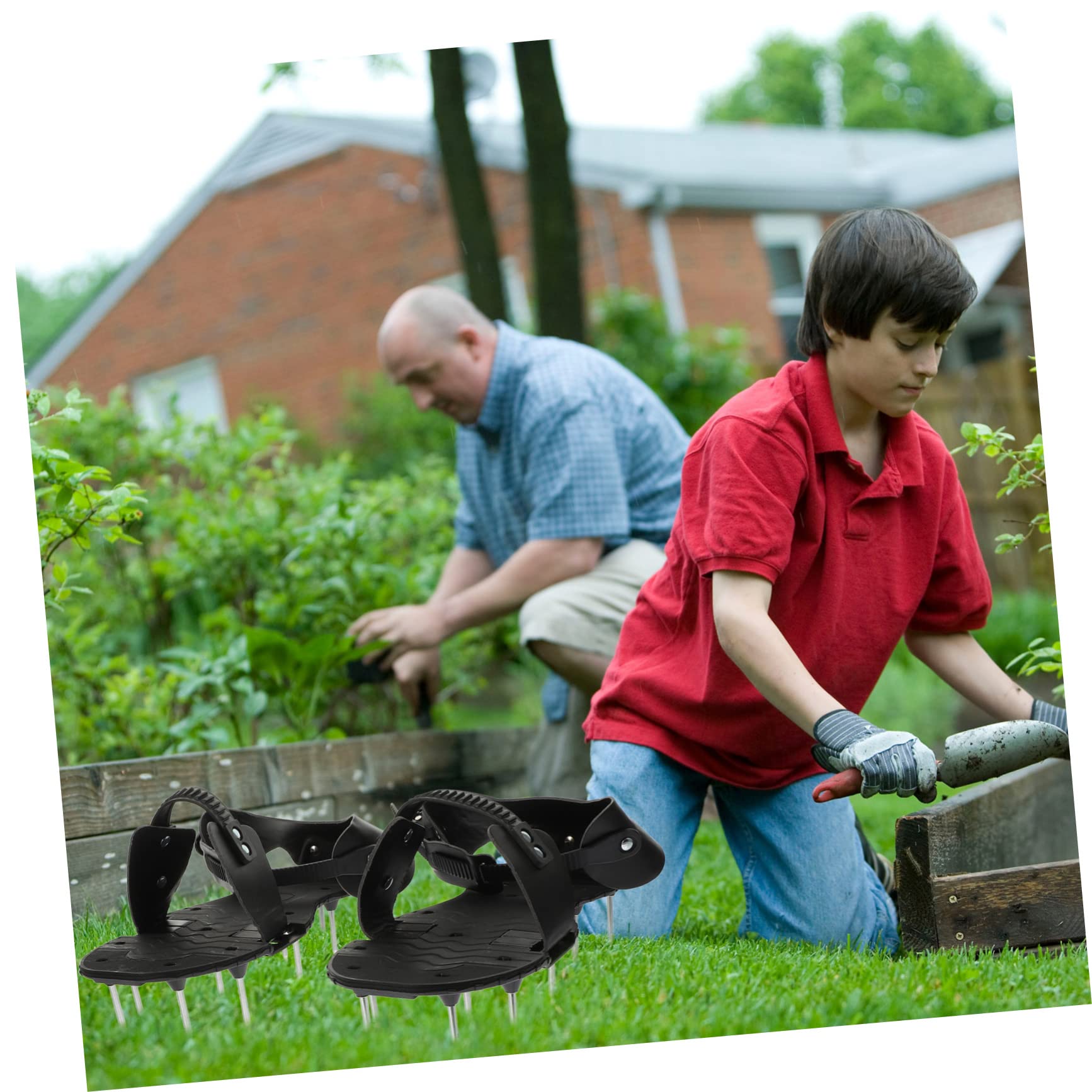 Hemobllo Zapatos Aireadores de Césped de PU Correa Ajustable para Jardinería, Herramienta Resistente y Fácil de Montar para Airear el Suelo del Jardín