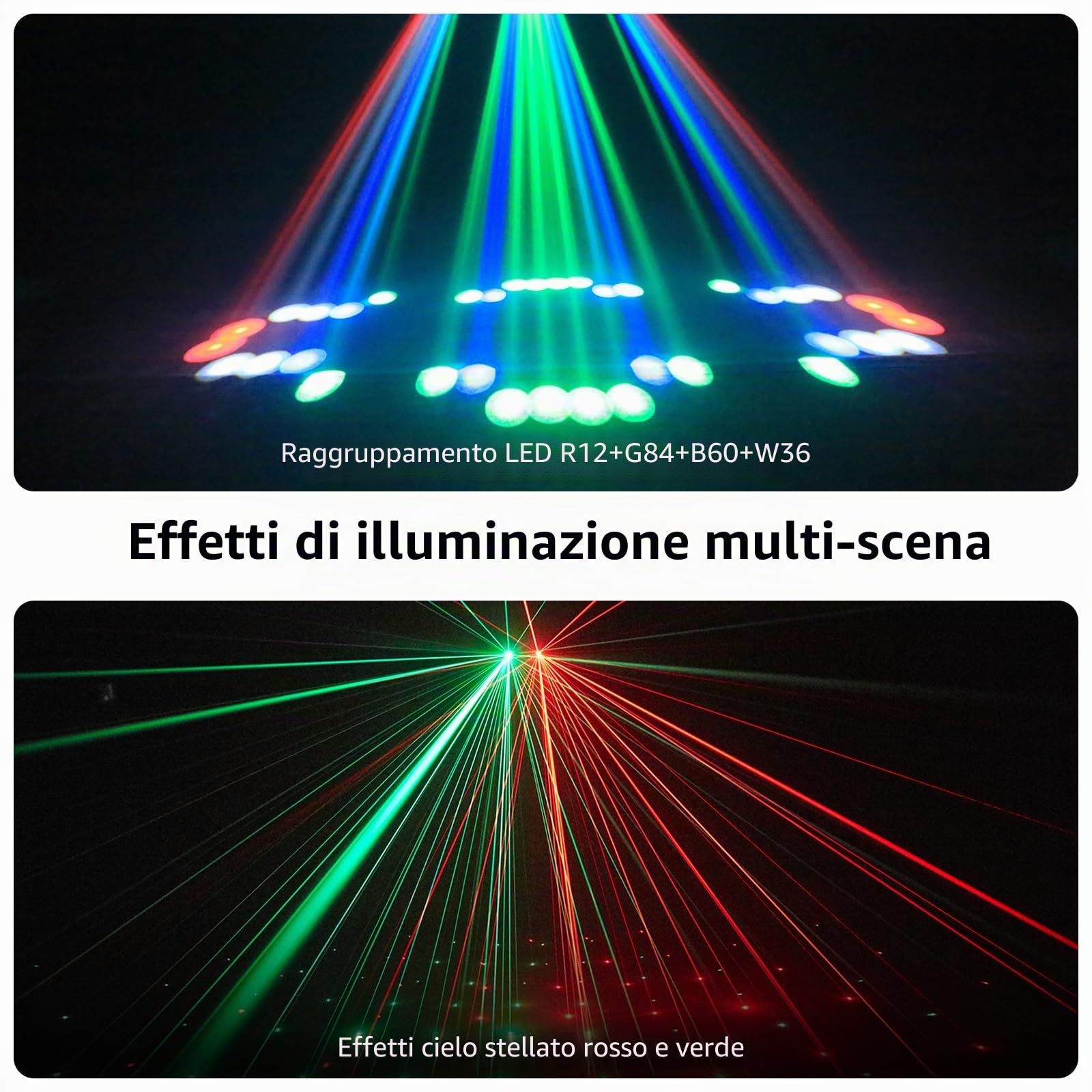 Luce da discoteca, luce per feste a forma di dirigibile, 192 fasci LED integrati, DMX a 4 canali con controllo vocale, adatta per feste di compleanno, Halloween, eventi al bar e Natale