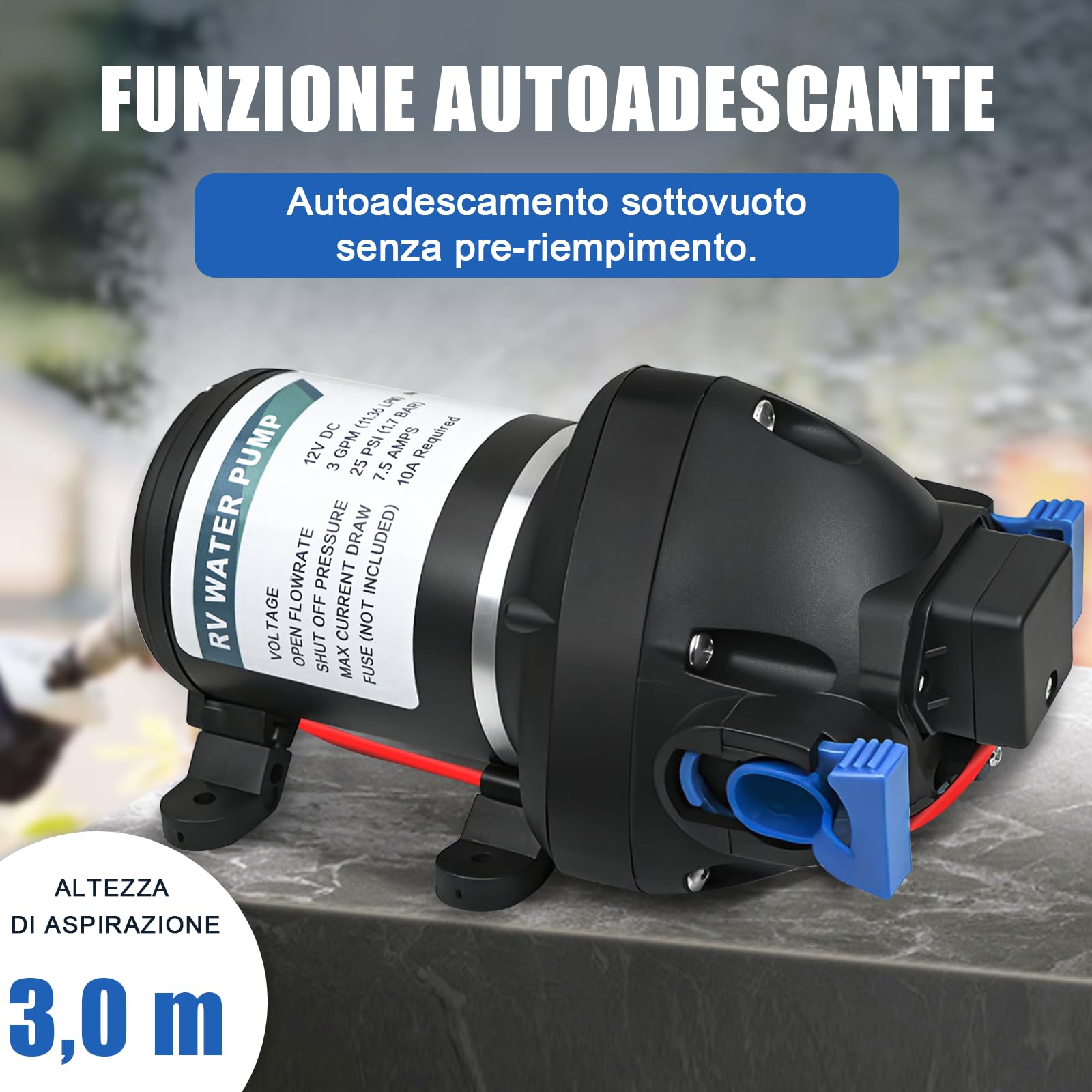 Bomba de presión de agua - 12 V - 3 GPM - 25 PSI