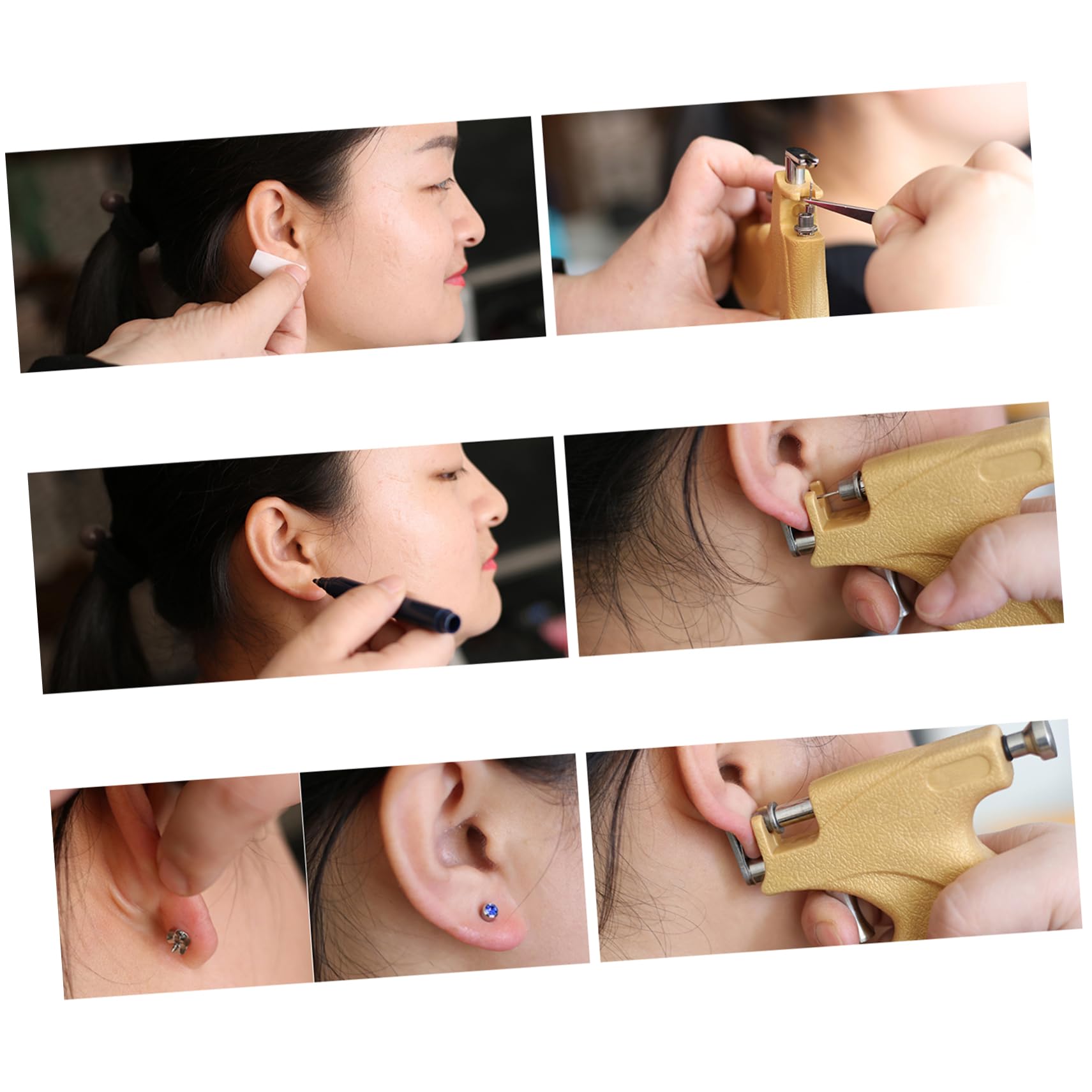 Baluue 1set Per Piercing Auricolari Kit Per Orecchie Inossidabile Facile Usare Blu