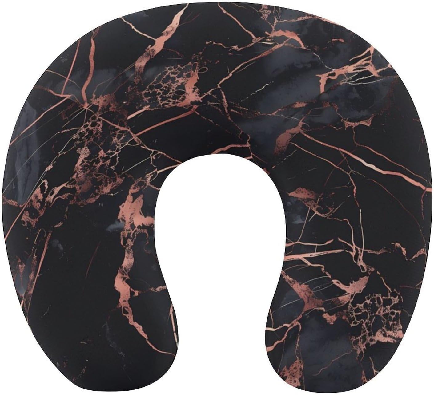 Rose Gold Foil Black Marble Travel Pillow U Shape Neck Pillow Washable Pillowcase for Sleeping Chair