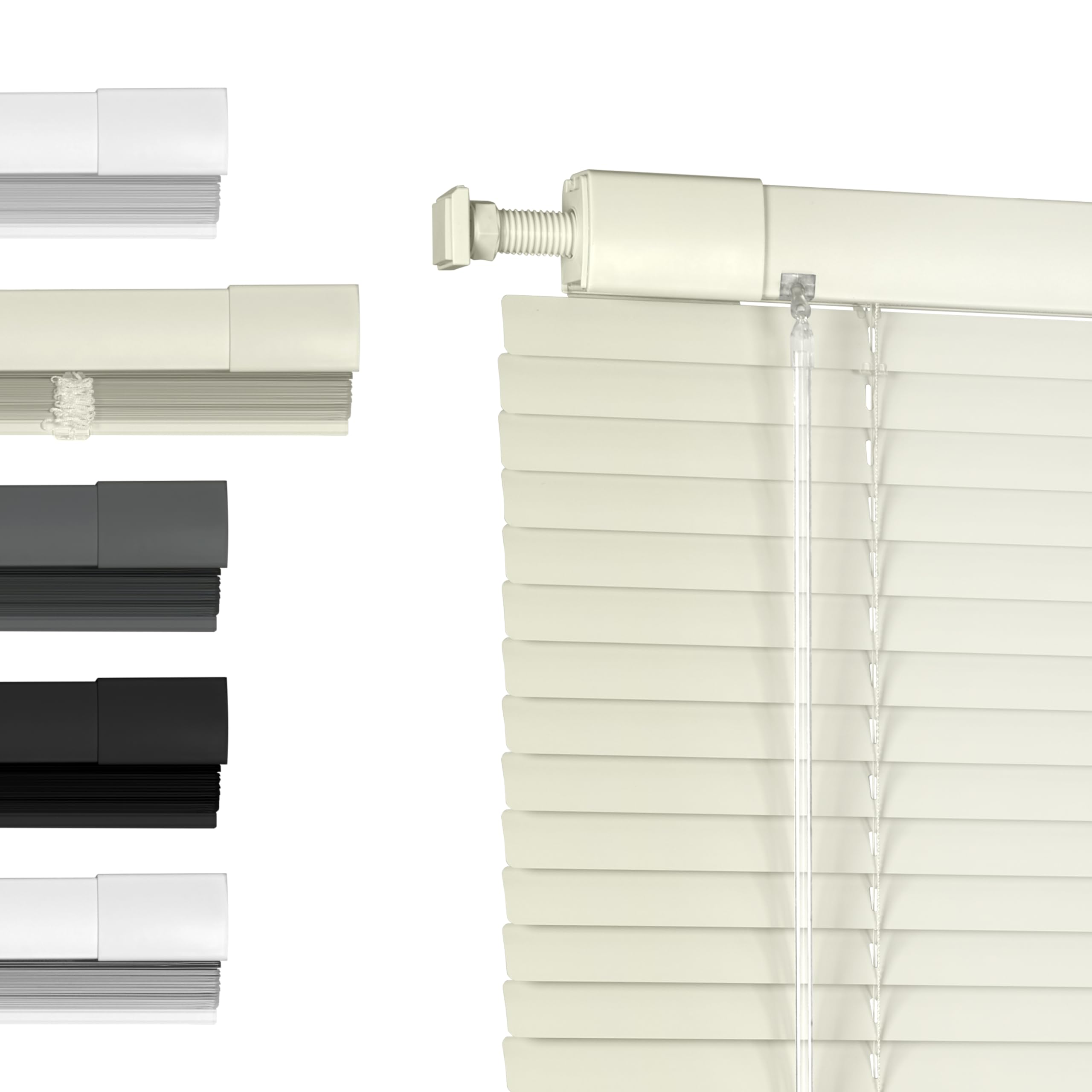 Cordless No Drill No Tool Horizontal Blinds 1" Aluminum Mini Blinds Light Filtering Inch Blinds Room Darkening Custom Size Shades&Blinds for Window, Office, Beige, Custom Size