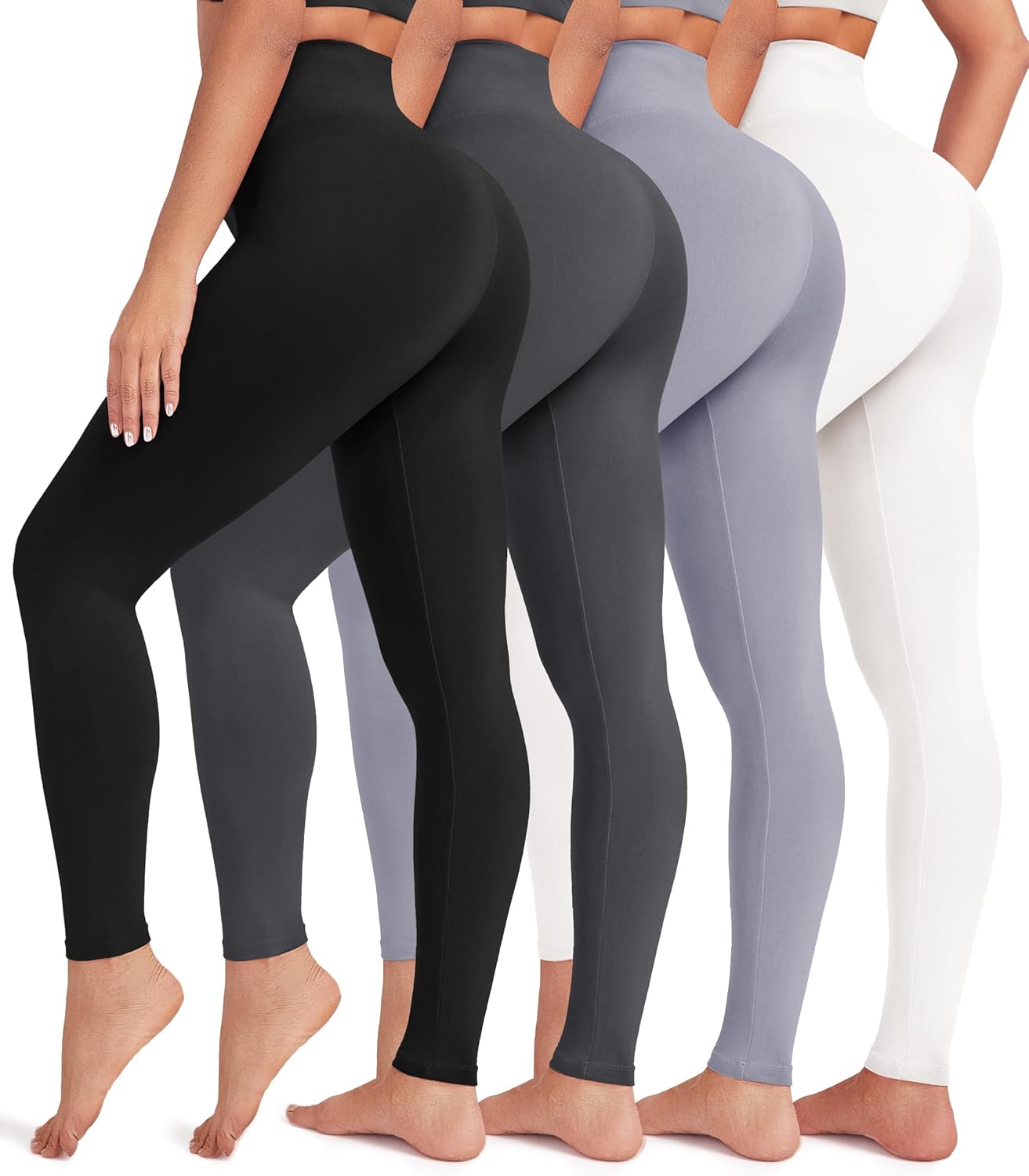 VALANDY Creamlush 4 Pack Leggings for Women-High Waisted Ultra Soft Stretchy Yoga Lounge Pants