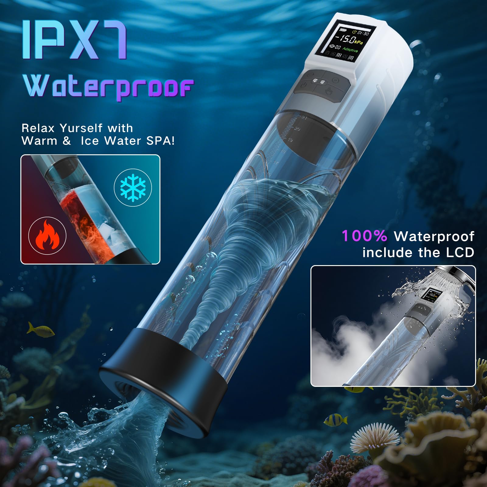 HIVEFUN Pompe à Pénis Sex Toys Homme Masturbateurs Masculins, Pompe Penis Masturbateur Automatique avec Mode Adaptive 6 modes de succion, Affichage LCD Masturbeuse Masculin Agrandir son Pénis