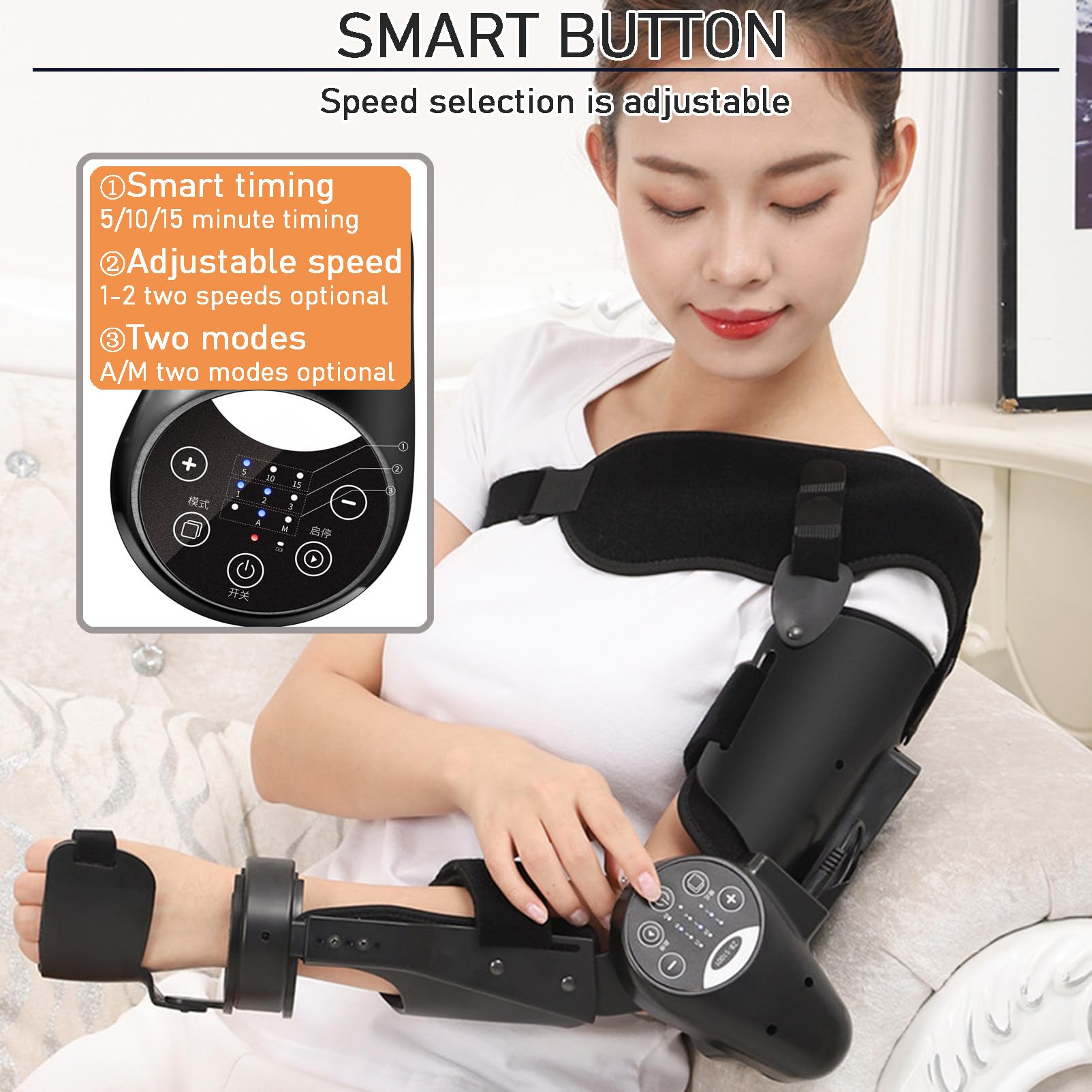 ExoticaBlend Appareil de Rééducation Électrique du Coude Support de Coude Articulé Exerciseur de Bras Convient Aux Patients Hémiplégiques Victimes d'Avc,Left