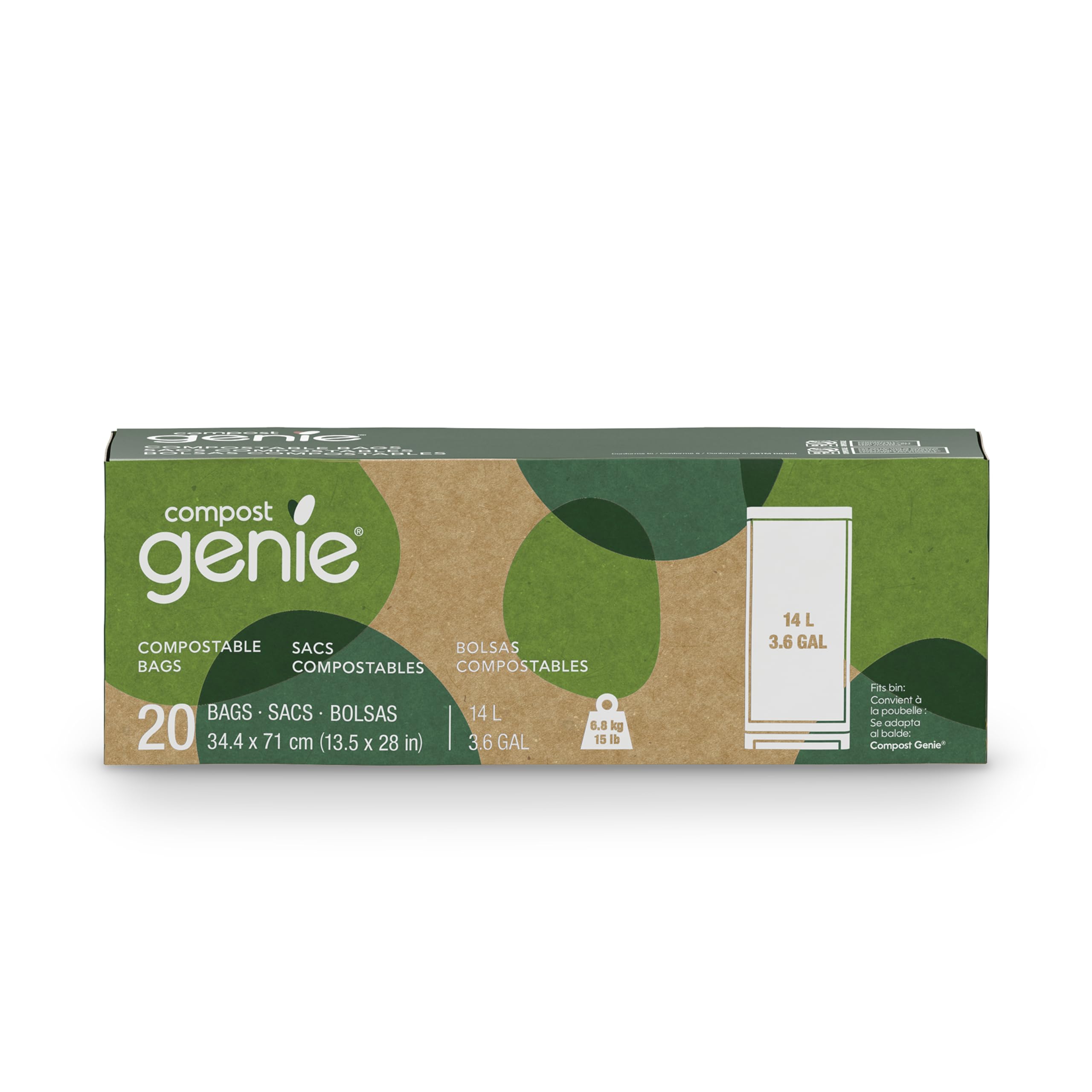 Compost Genie 3.6 Gallon Compostable Bags, 20 Count, Sturdy for Food Waste, Compatible with Kitchen Compost Genie Bins, ASTM D6400 Certified-picture-10