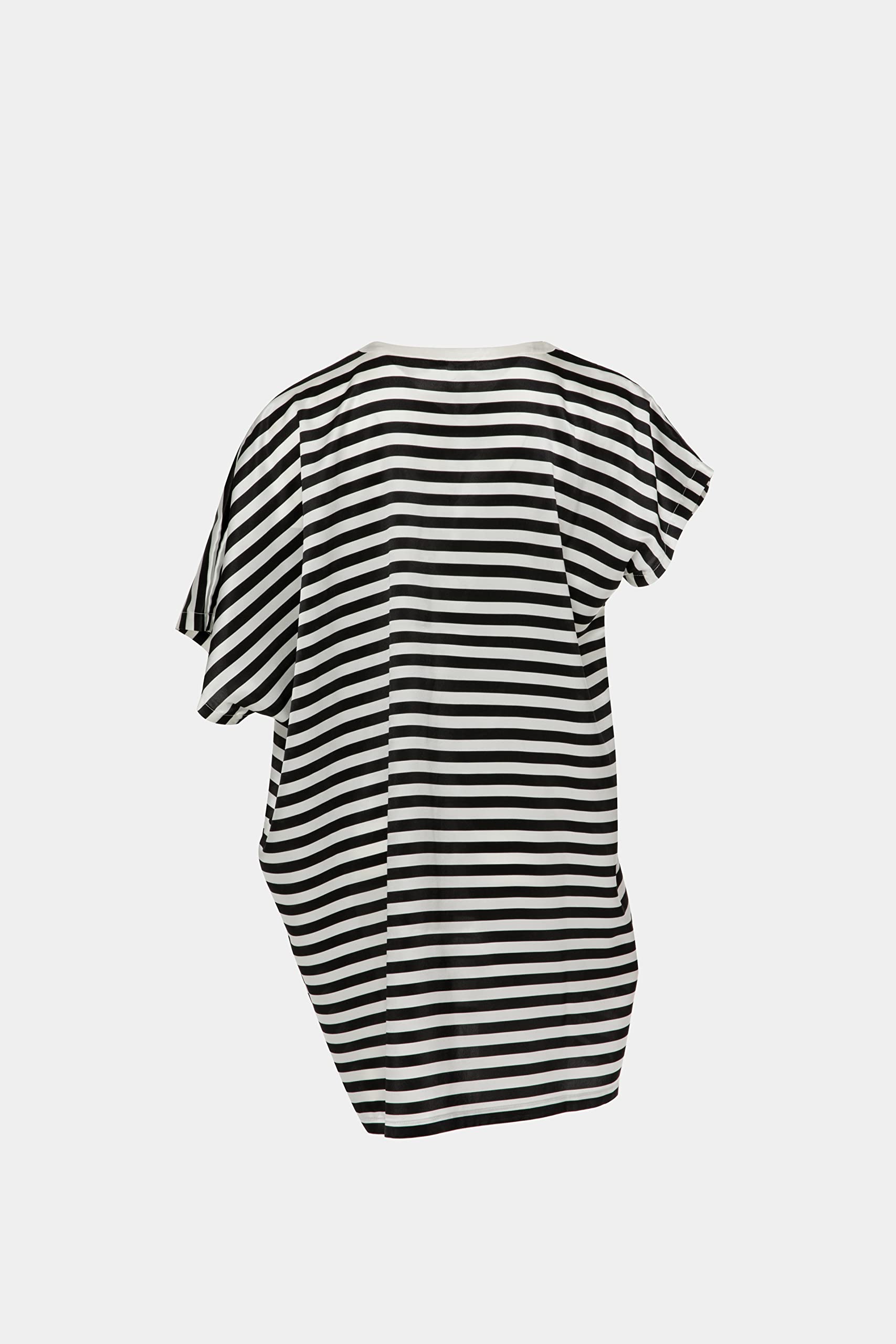 Damen Nachthemd Sleepdress 100% Seide, Schwarz/Weiß gestreift