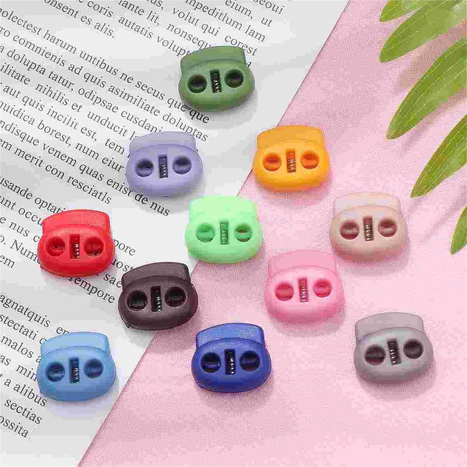 Lawsen Drawstring Clip 200Pcs Spring Buckle Plastic Side Release Oval Button Cordlock Garment
