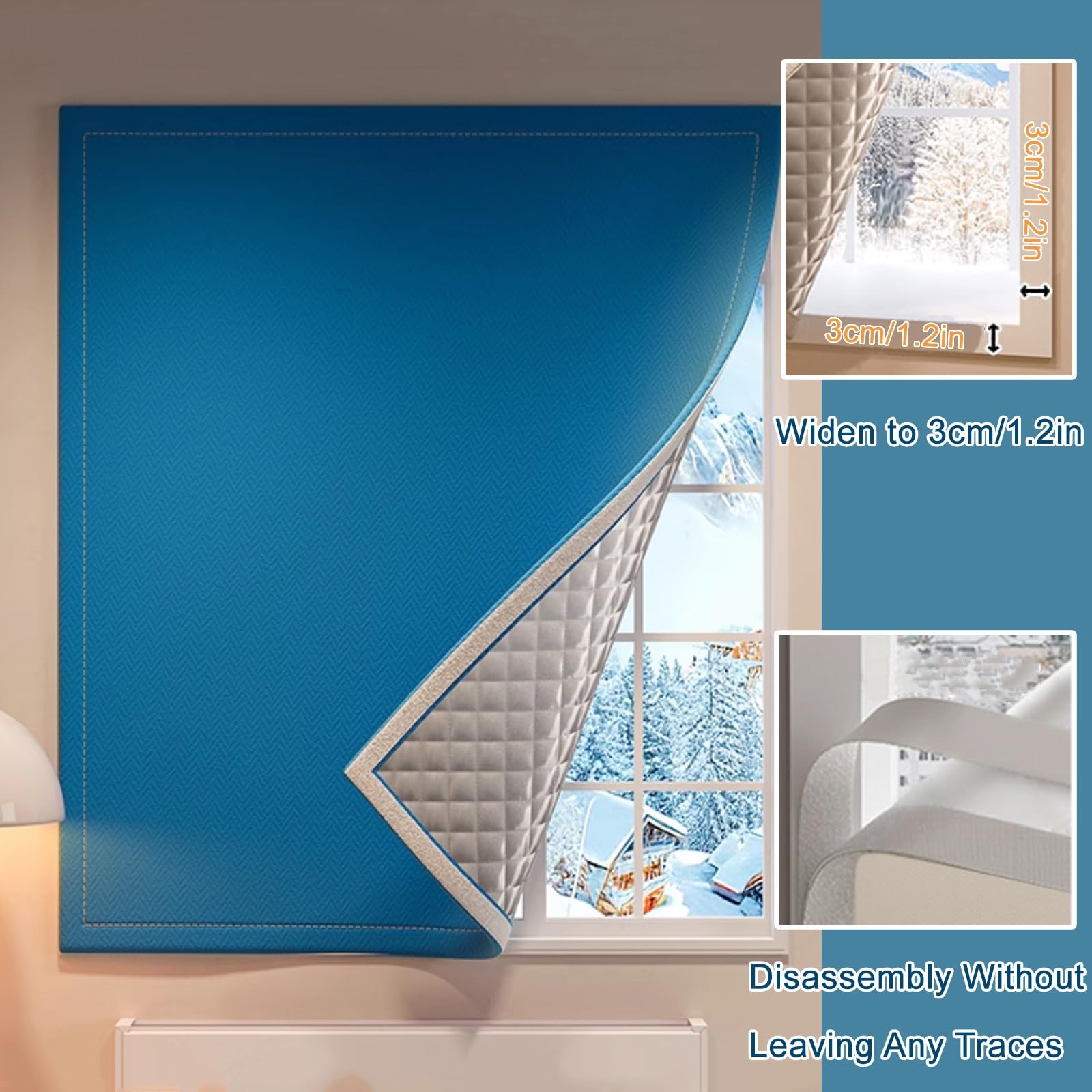 Kit d'isolation de fenêtre pour l'hiver, rideau coupe-vent réduit le bruit et garde la chaleur, facile à installer, protection thermique pour la maison, 120 x 120 cm