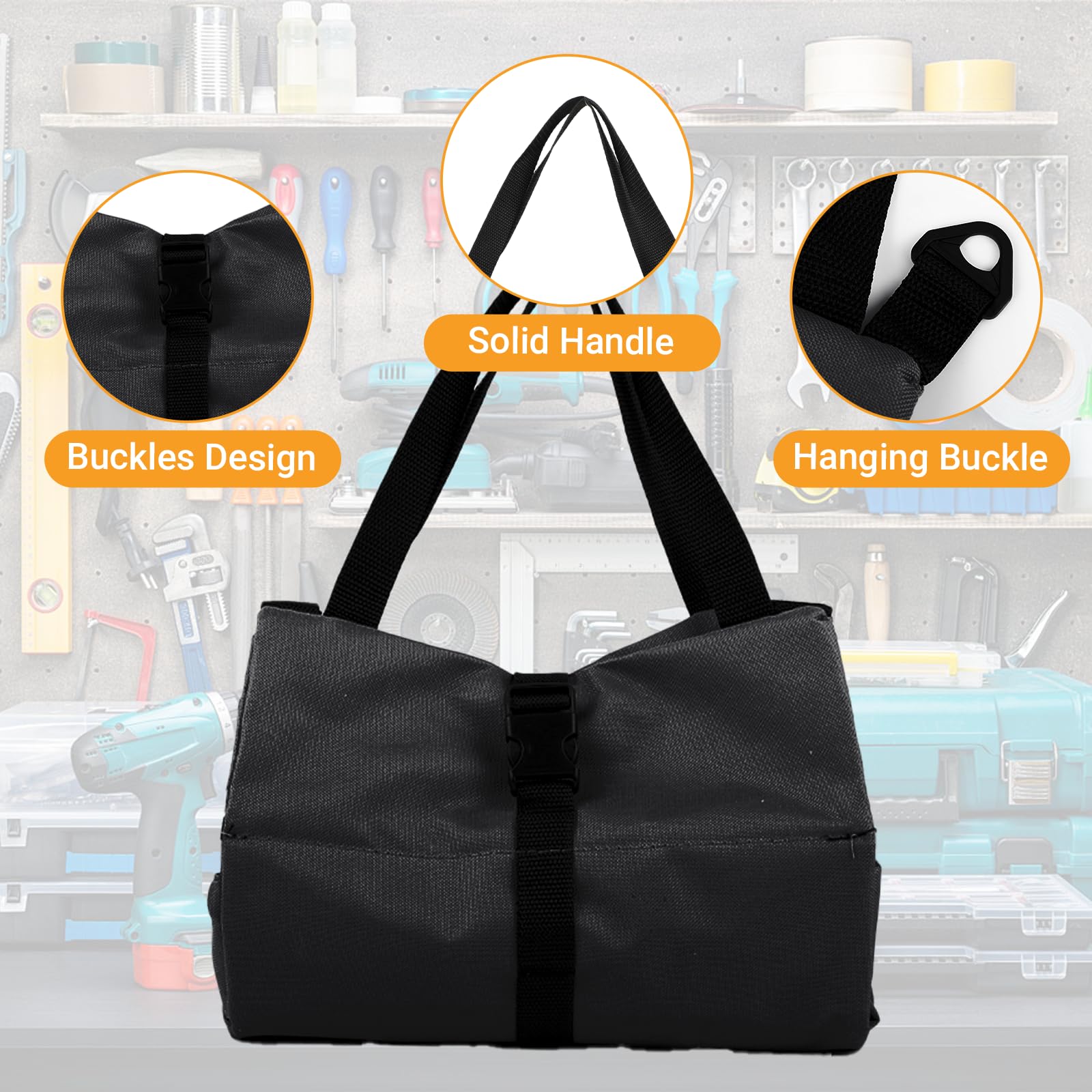 Borsa per Attrezzi Arrotolabile, Tasca Porta Attrezzi - Borsa Portautensili con 5 Tasche con Cerniera - Per Elettricisti, Idraulici, Falegnami, Uso Domestico, Auto e Moto (Nero)