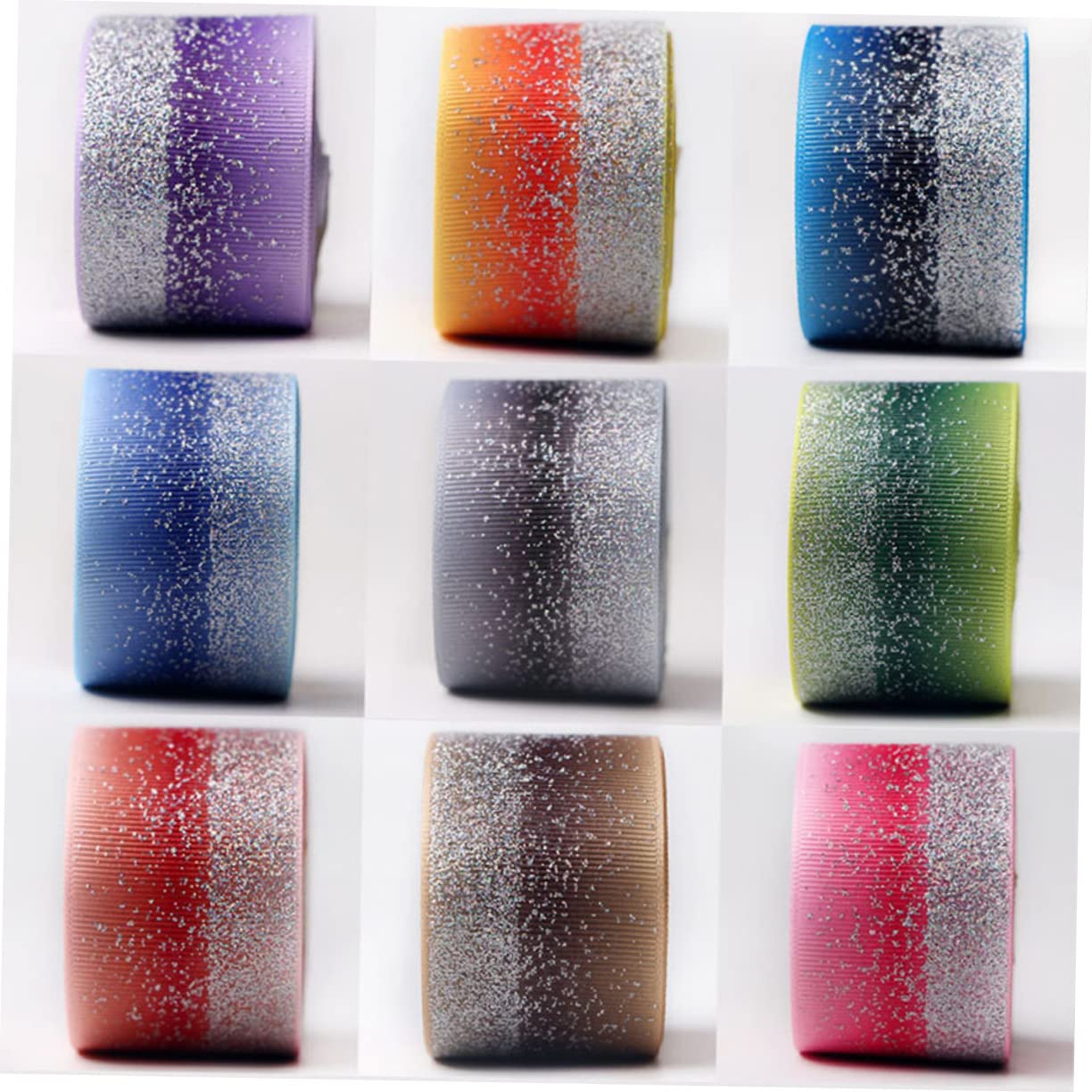 SHINEOFI 3 Nastri in Grosgrain Trasparente Da 38 Mm A Righe Sfumate Per Lavori Artigianali 5 Iarde/rotolo Versatili Per Confezionare Bouquet E Palloncini.