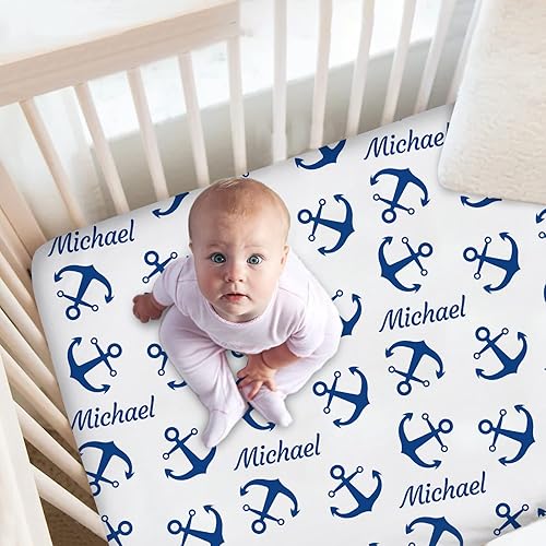 Miniatura 4 de Sábanas personalizadas para cuna de bebé con nombre, sábanas ajustables florales personalizadas para cuna para niños y niñas, sábanas para empacar y