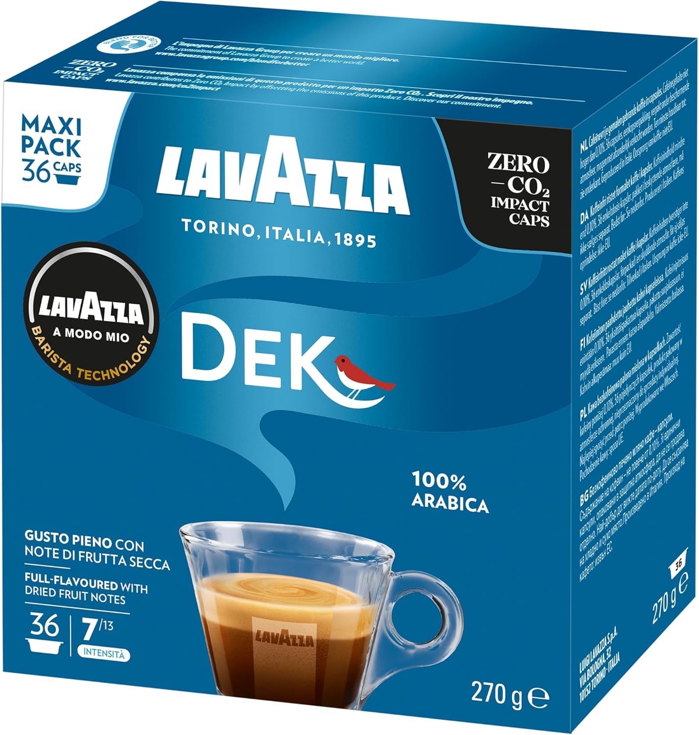 72 Capsule Caffè DEK CREMOSO per Lavazza A Modo Mio Originali, 2 Box da 36 Capsule -