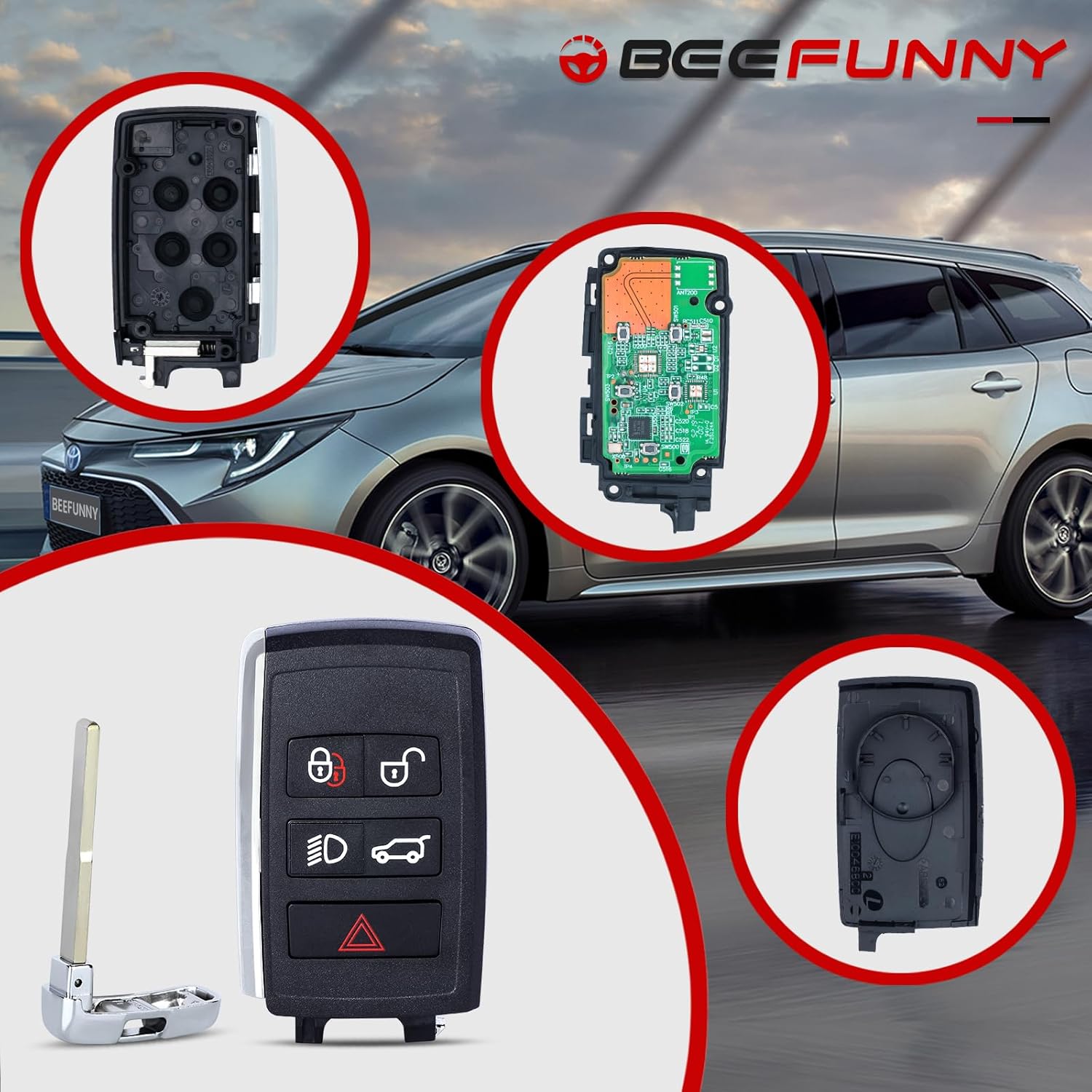 Beefunny Smart Remote Key Fob Replacement for Land Rover Discovery Range Rover Sport Evoque 2018 2019 2020 2021 2022 2023 Half Keyless Car Key 315Mhz FCC ID: KOBJXF18A, P/N: JK52-15K601-xx - Image 3