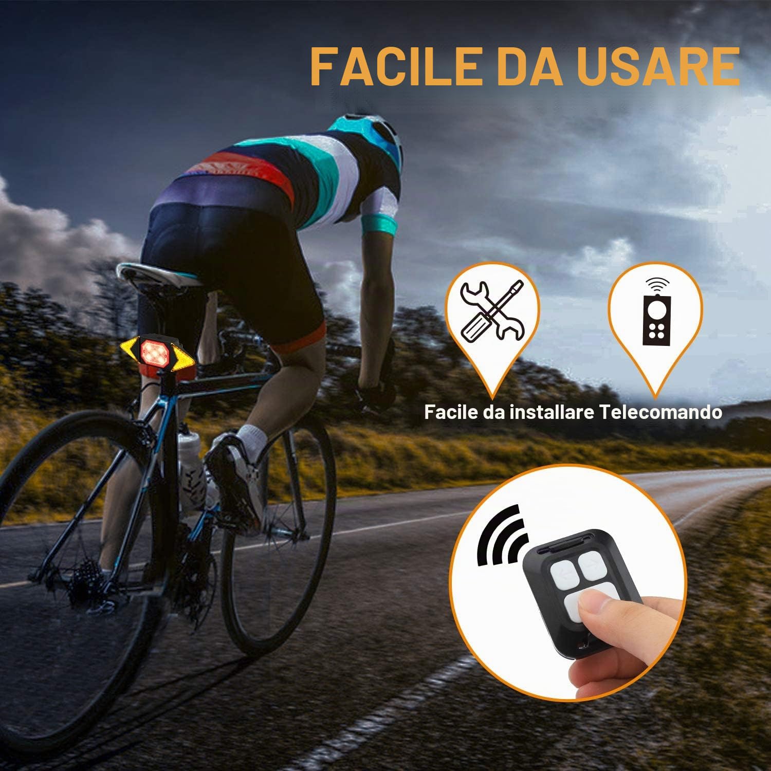 Luce posteriore della bicicletta Lampeggianti Lampeggianti Impermeabile Lampeggiante Luce di avvertimento del Freno posteriore della bicicletta con telecomando senza fili Luci posteriori per
