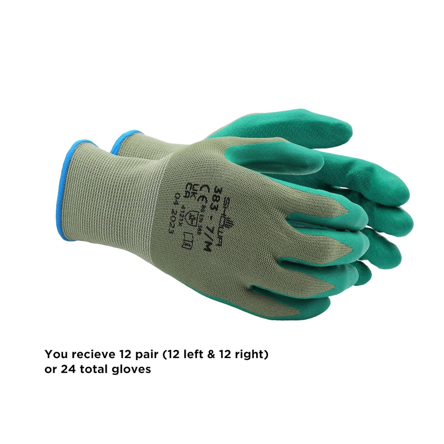 SHOWA 383, guantes de protección mecánicos e industriales, nitrilo de palma, biodegradable, verde, 12 pares, talla grande